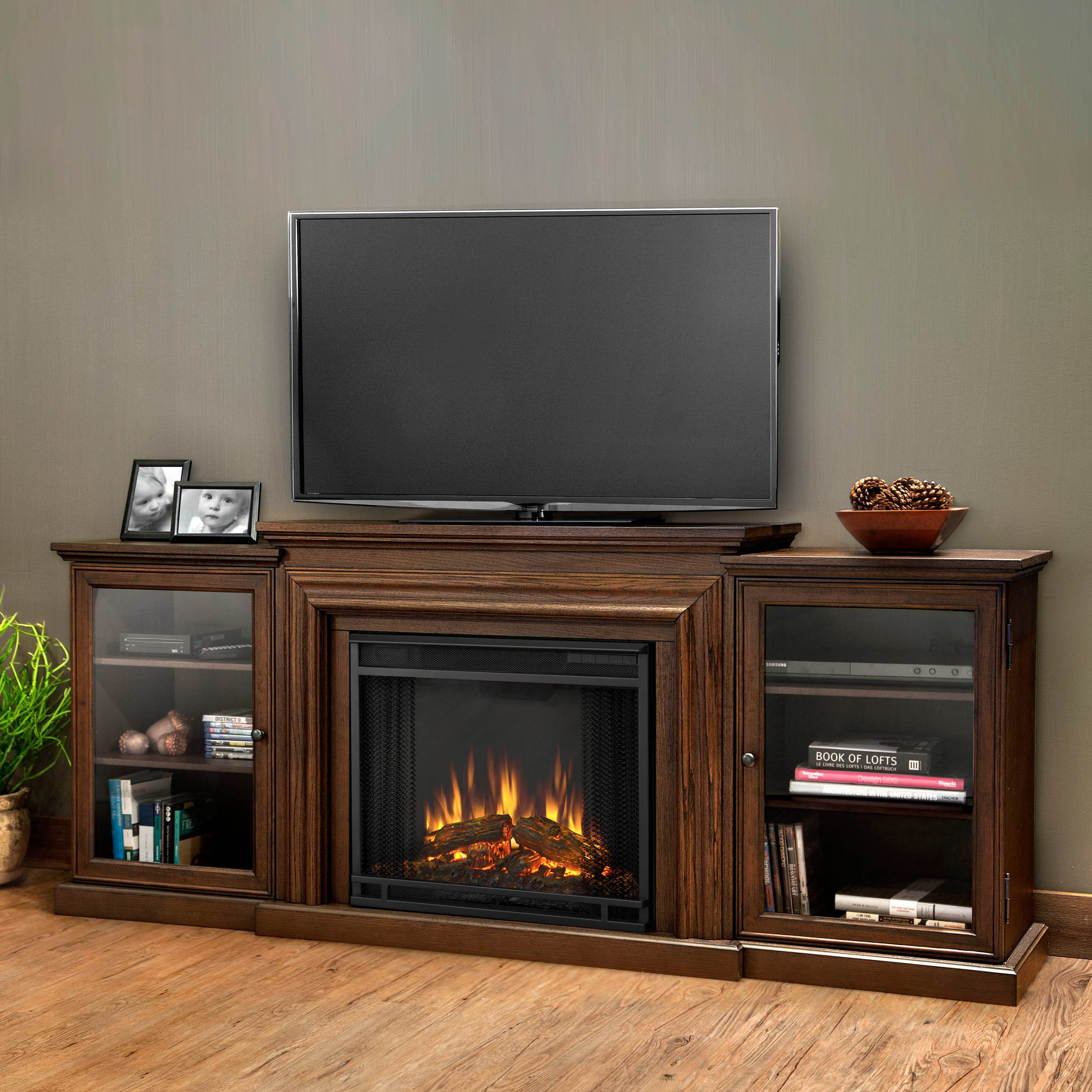 Real Flame Frederick TV Stand with Electric Fireplace ...