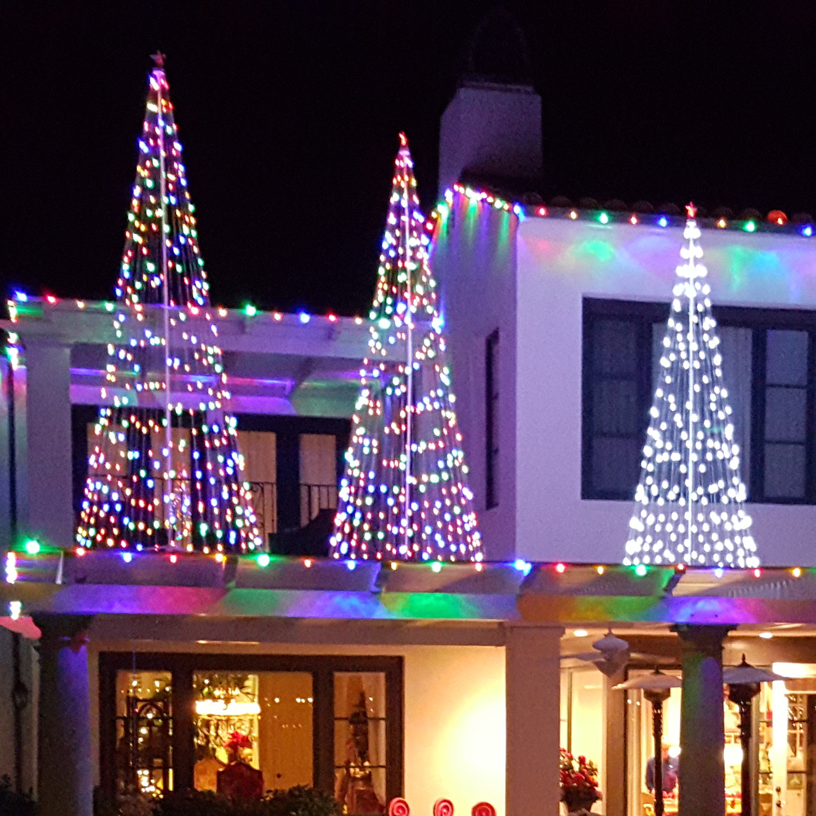 Homebrite Solar Outdoor White LED Cone Tree with Collapsible Base and