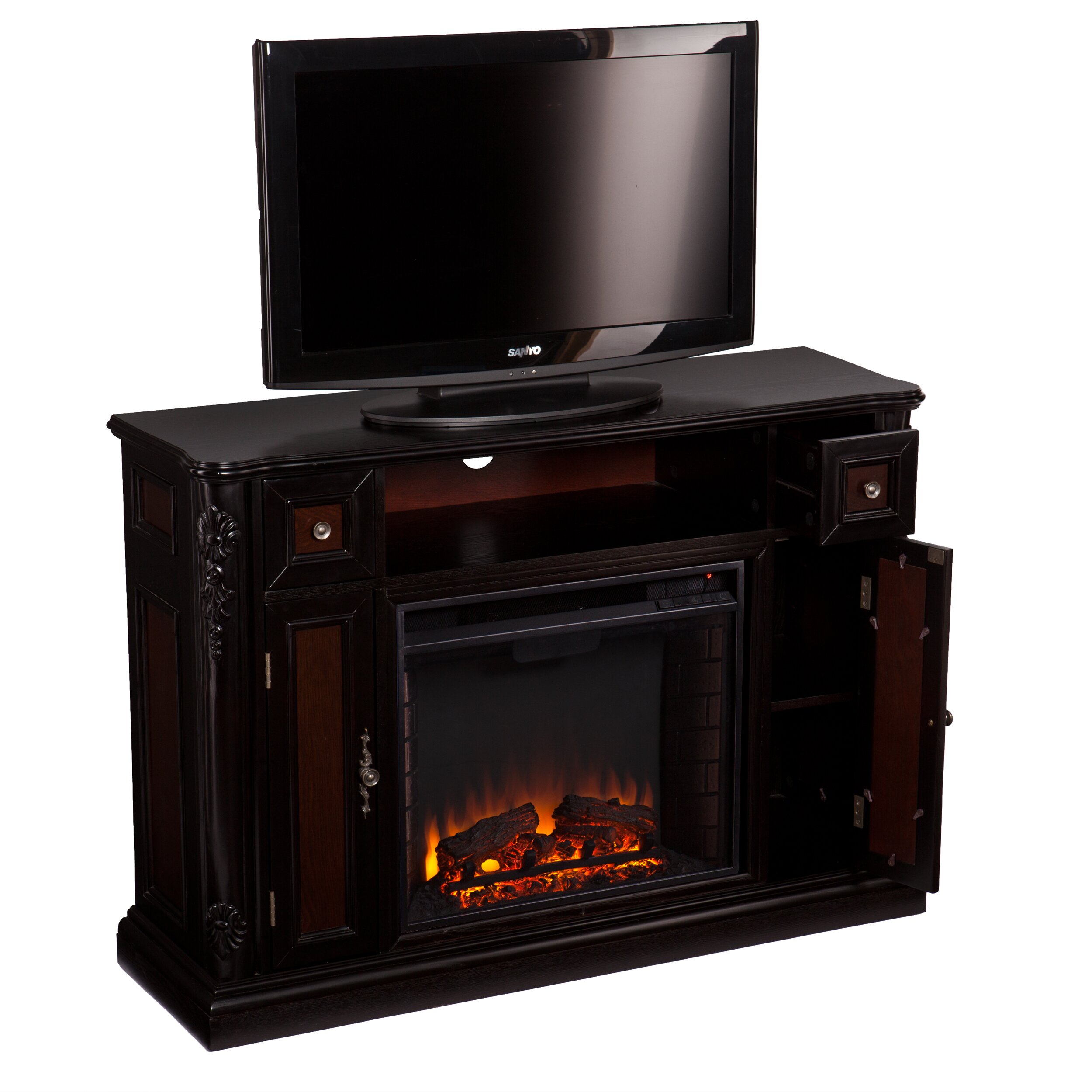 Wildon Home ® Gibbs TV Stand with Electric Fireplace ...