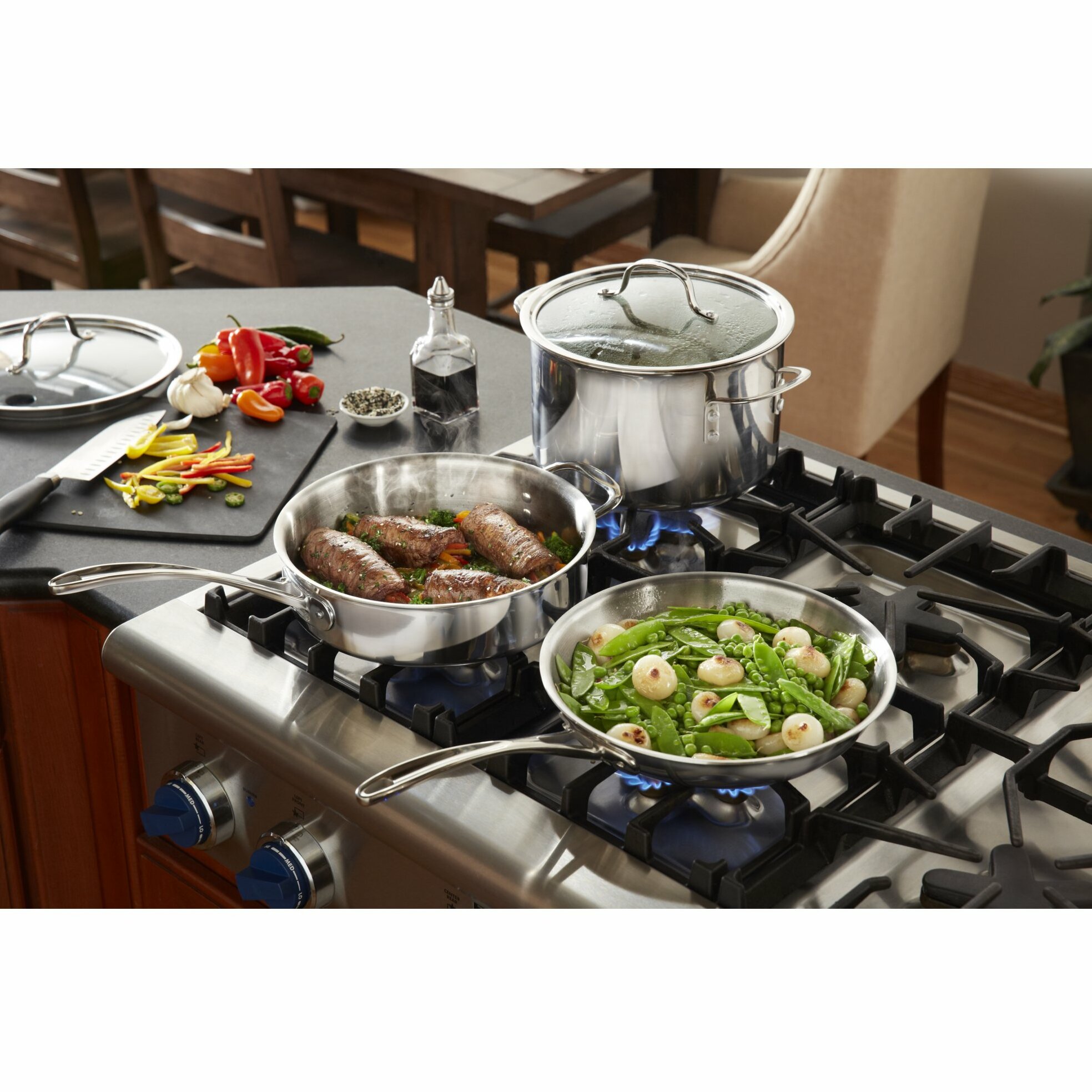 Calphalon Tri-Ply Stainless Steel 13 Piece Cookware Set & Reviews | Wayfair Calphalon Tri Ply Stainless Steel 13 Piece Cookware Set