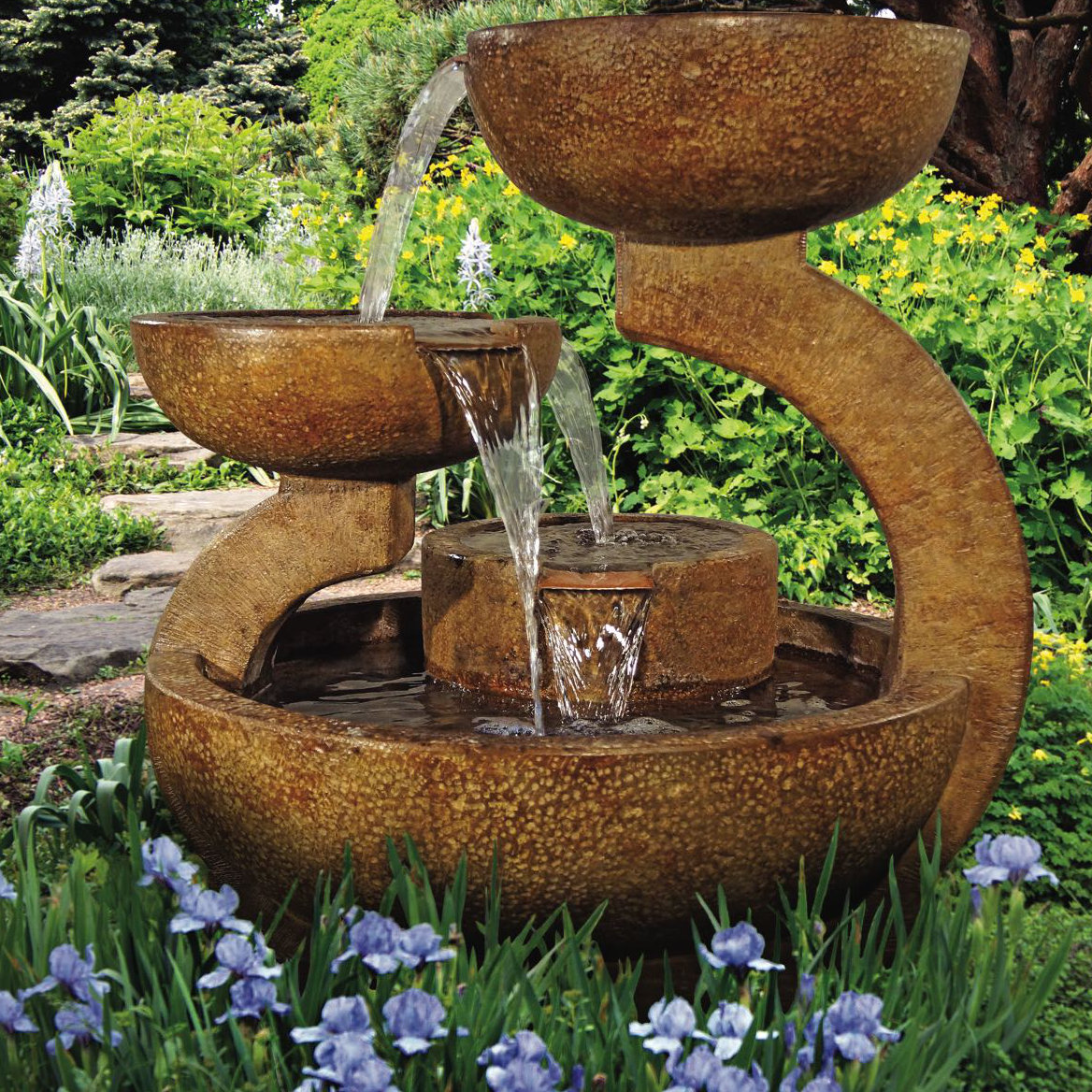 Henri Studio Concrete Zen 3 Bowl Fountain with LED Light Wayfair.ca