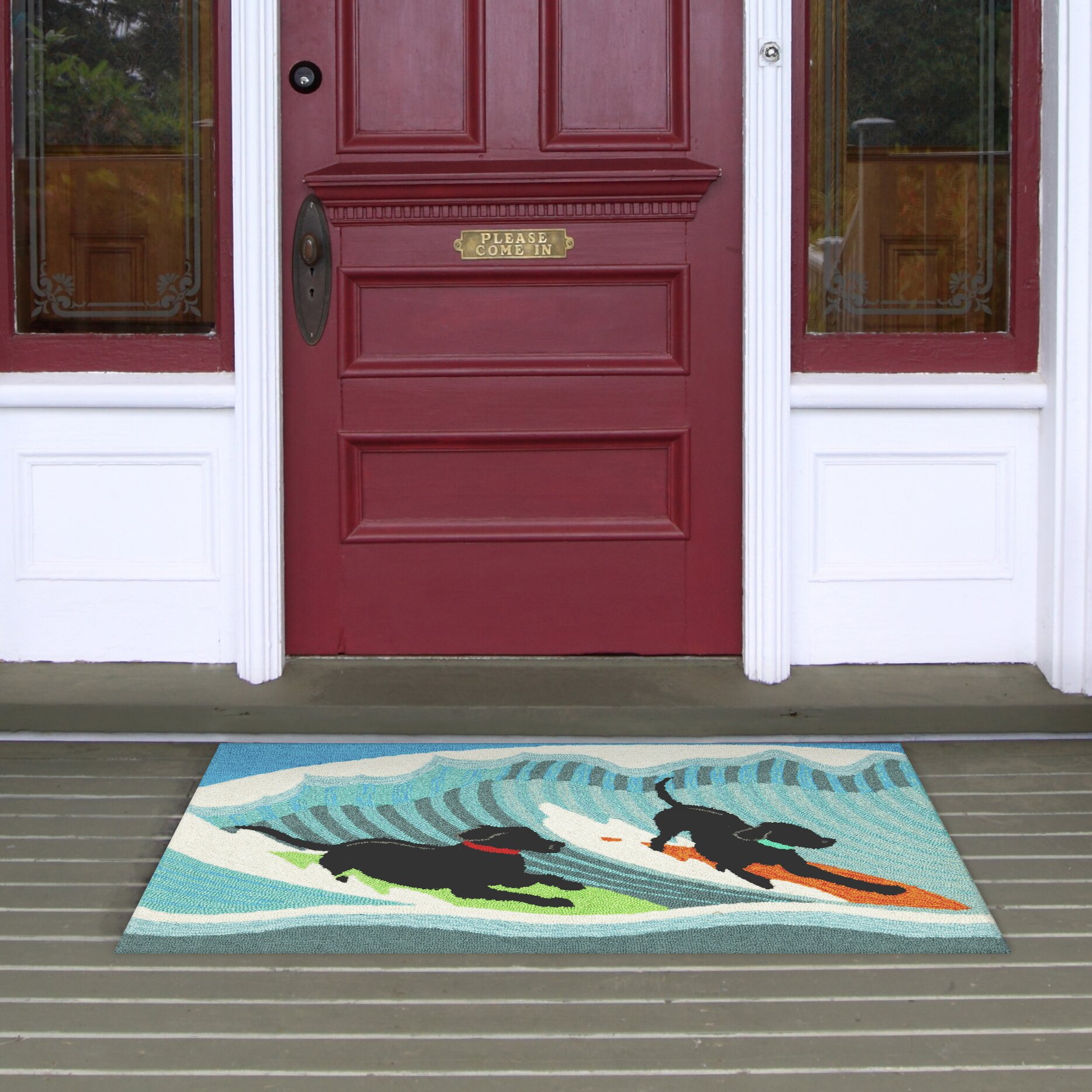 Liora Manne Frontporch Surfing Dogs Blue Indoor/Outdoor Area Rug & Reviews Wayfair