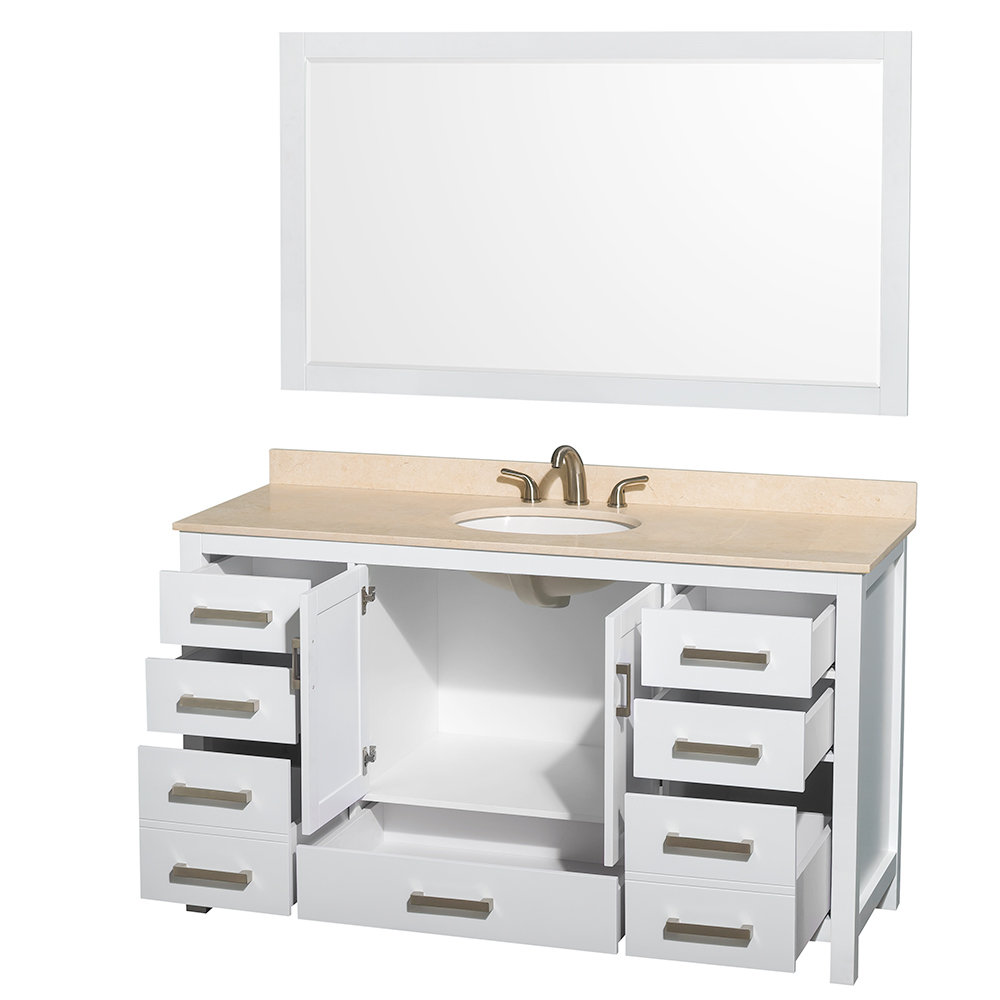 Wyndham Collection Sheffield 60" Single White Bathroom Vanity Set with