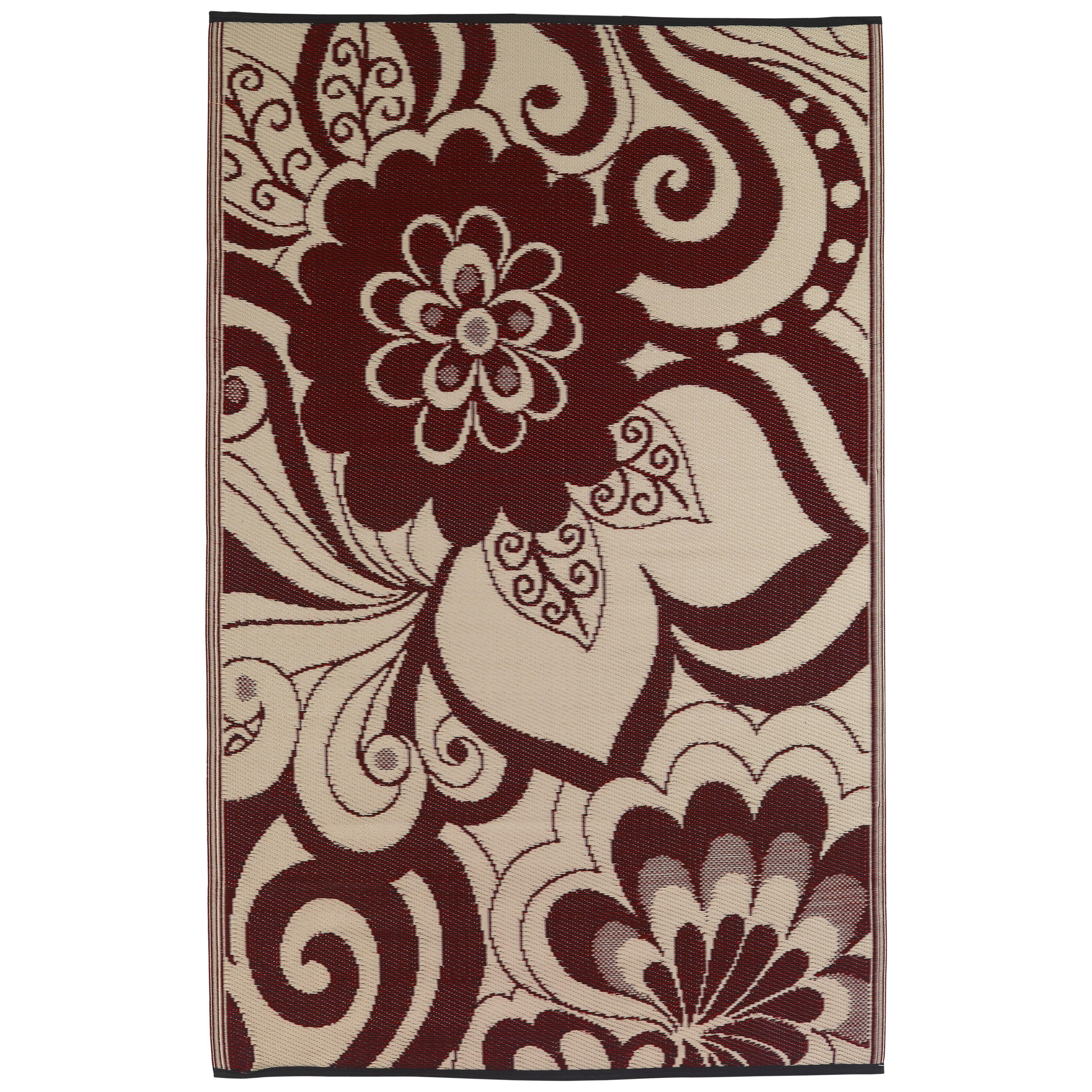 Fab Habitat World Maui Cranberry Red/Cream Indoor/Outdoor Area Rug