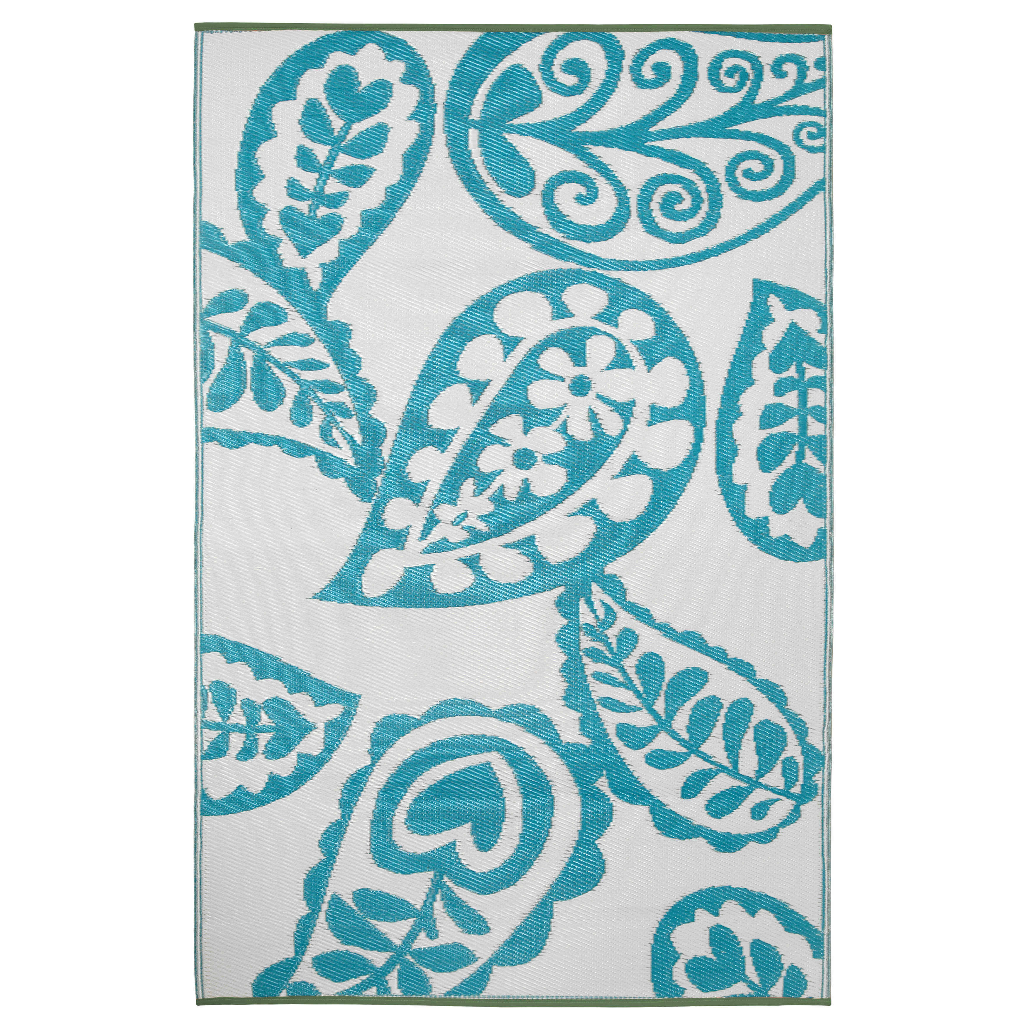 teal and white area rug