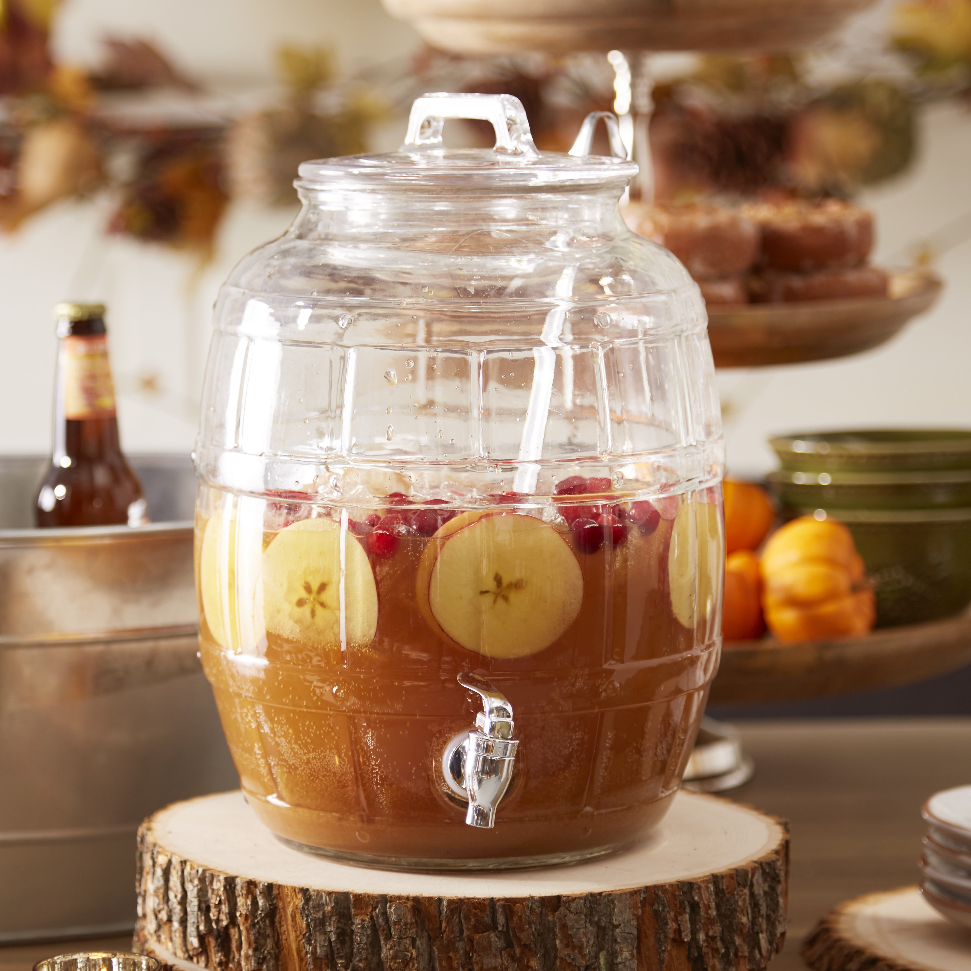 Home Essentials and Beyond 2 Piece Barrel Punch Bowl Dispenser