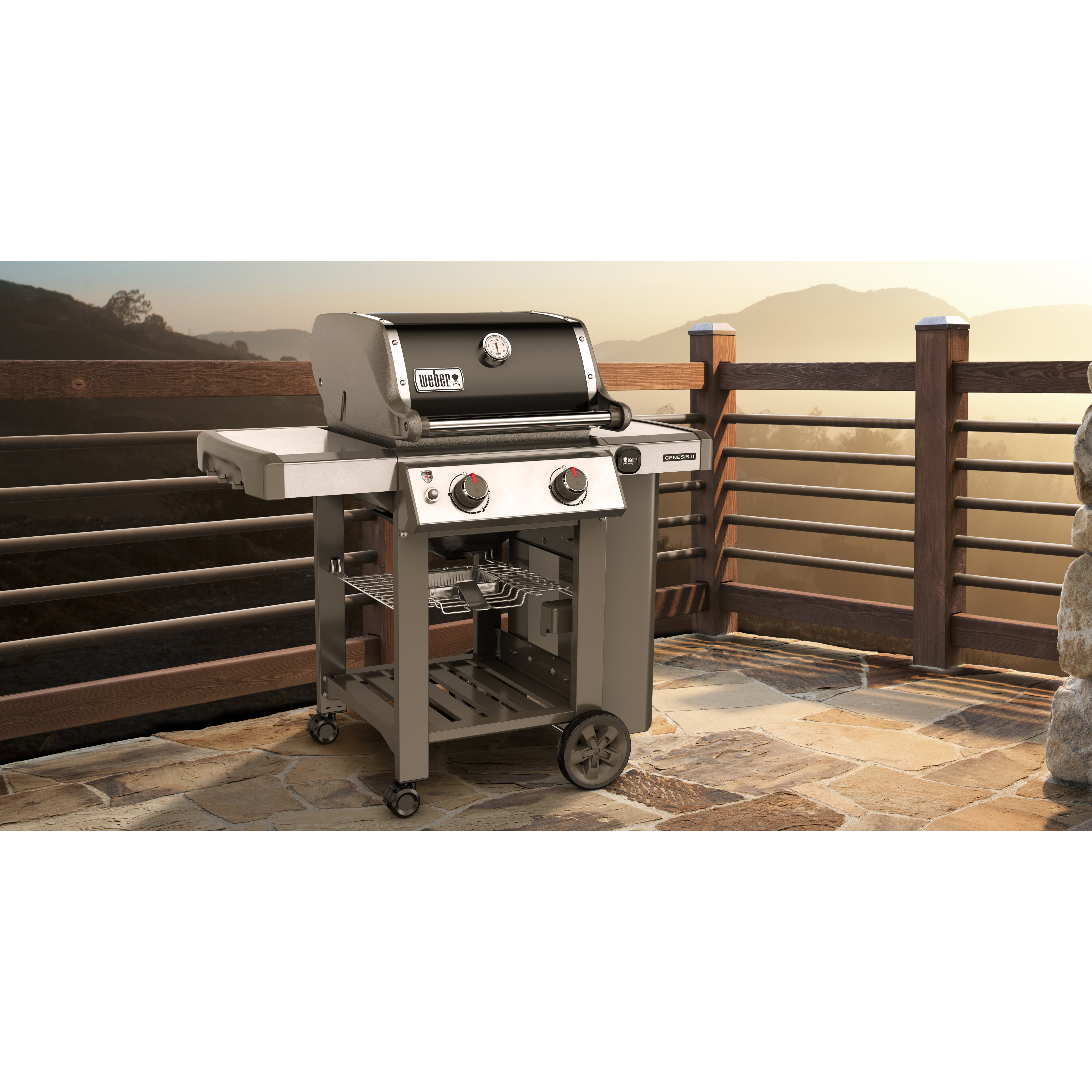 er Genesis II E210 2Burner Propane Gas Grill with Side Shelves