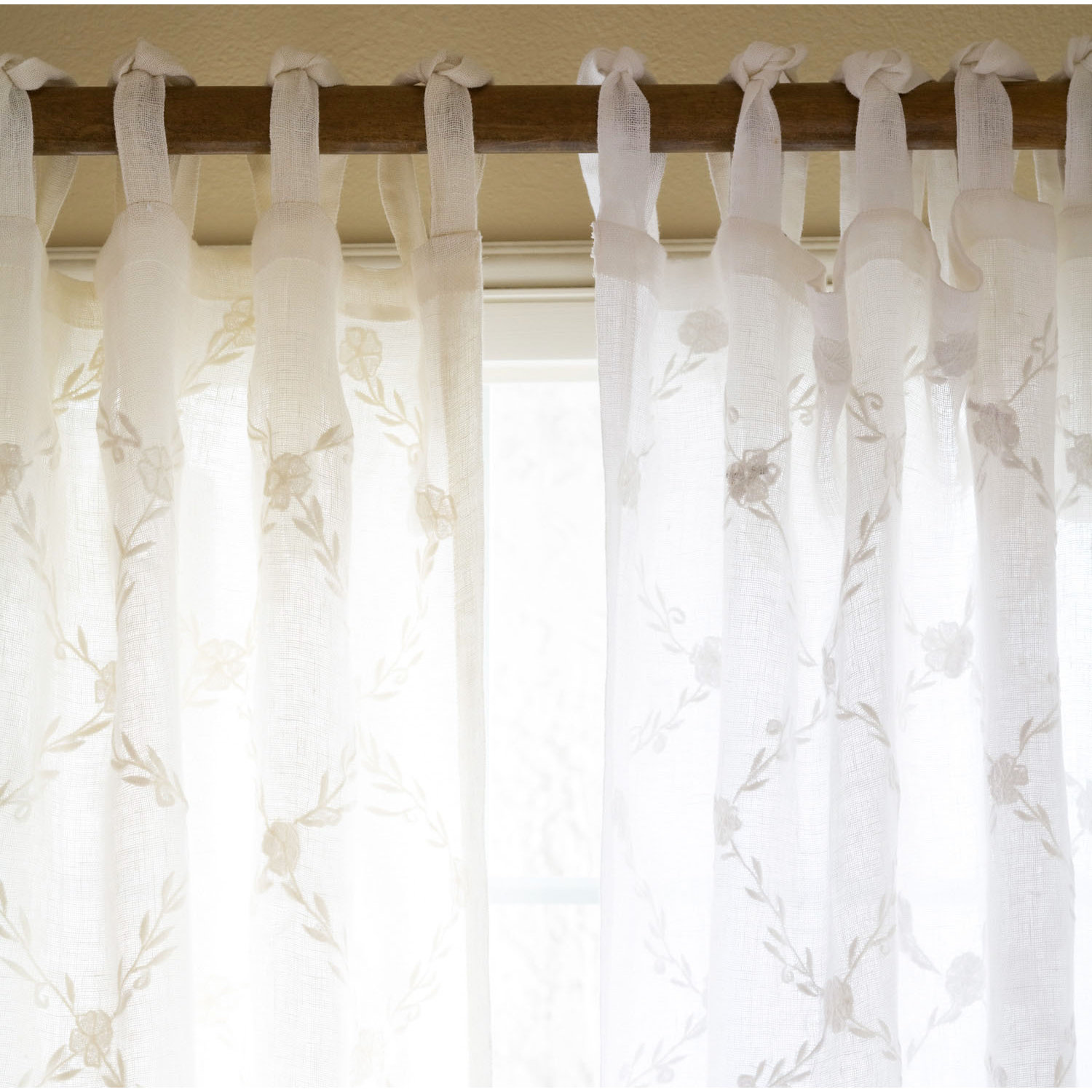 Taylor Linens Trellis Linen Tab Top Voile Single Curtain Panel
