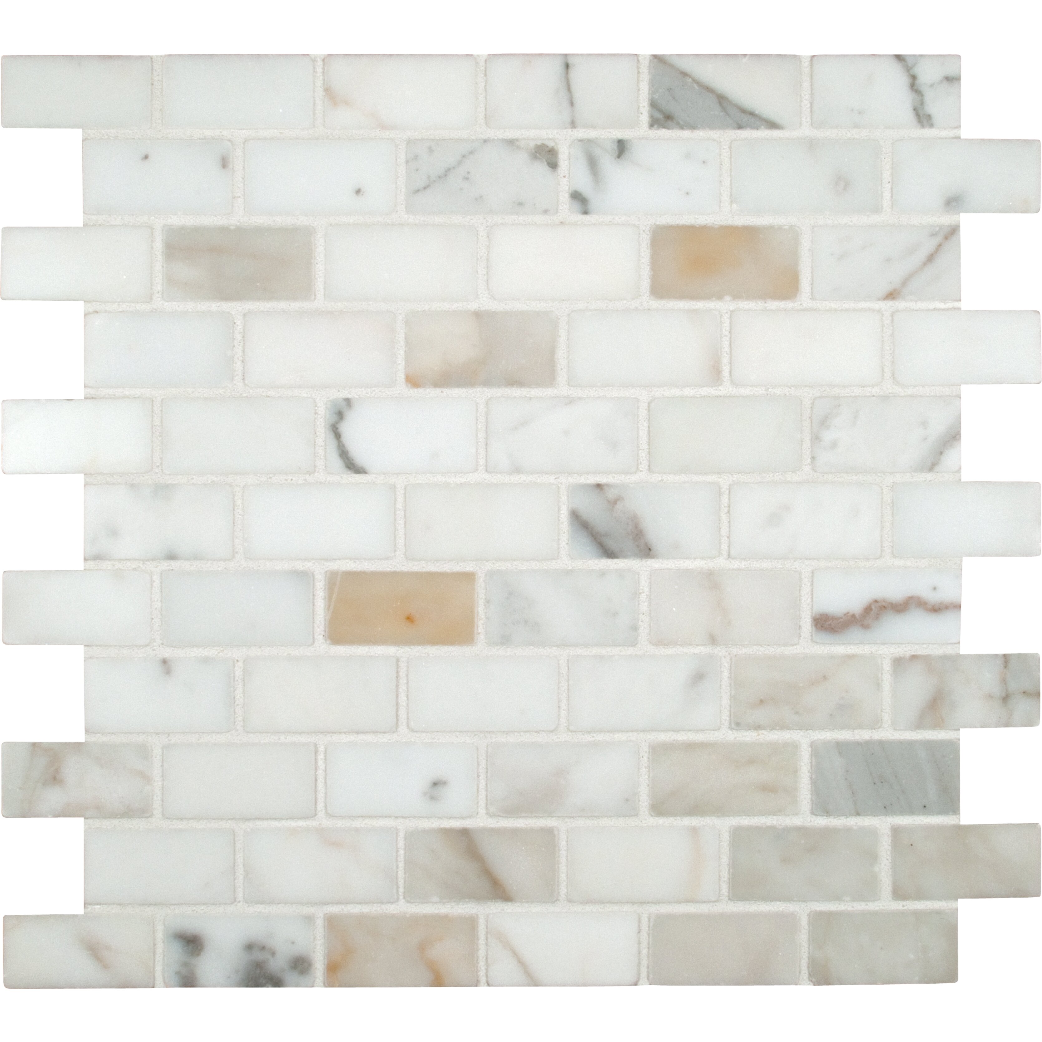 MSI Calacatta Gold Mounted 1" x 2" Marble Subway Tile in White