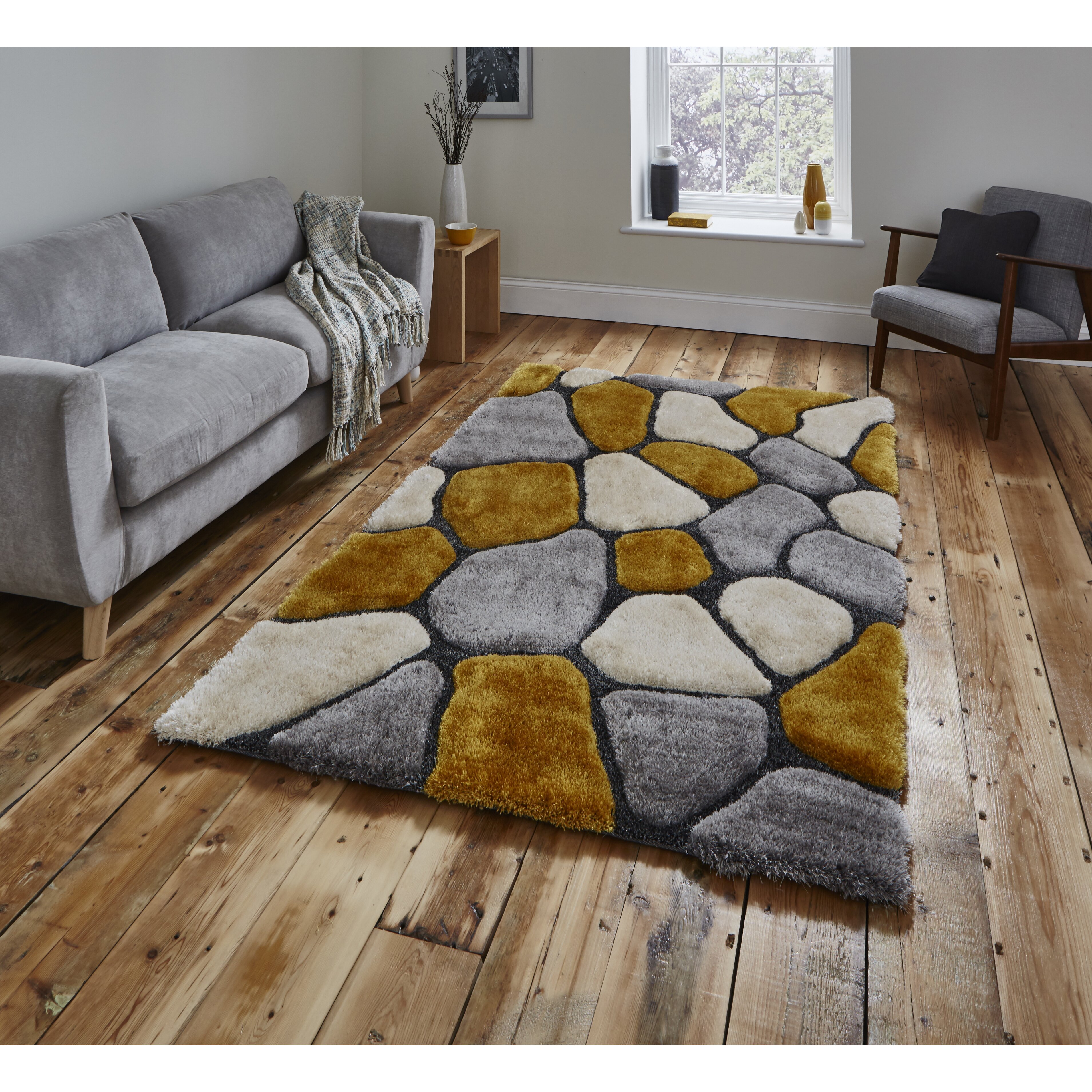 Think Rugs Noble House Hand-Tufted Grey/Yellow Area Rug & Reviews ... - Think Rugs Noble House Hand-Tufted Grey/Yellow Area Rug