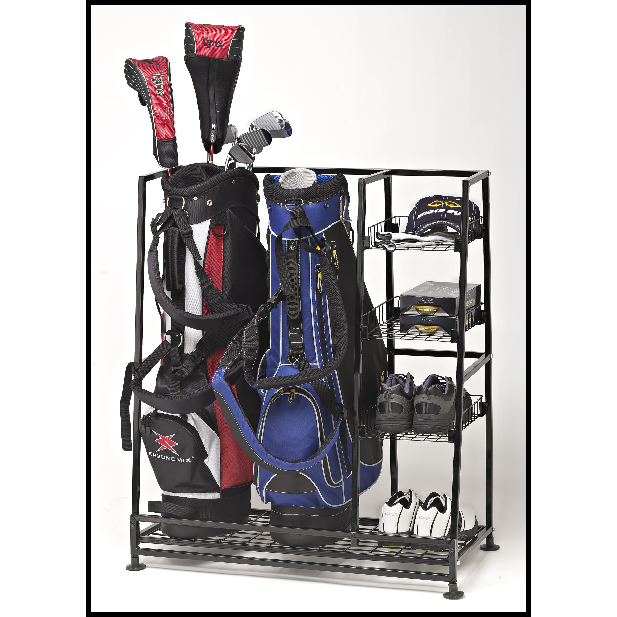JJ International 2 Golf Bag Organizer Freestanding Sports Rack