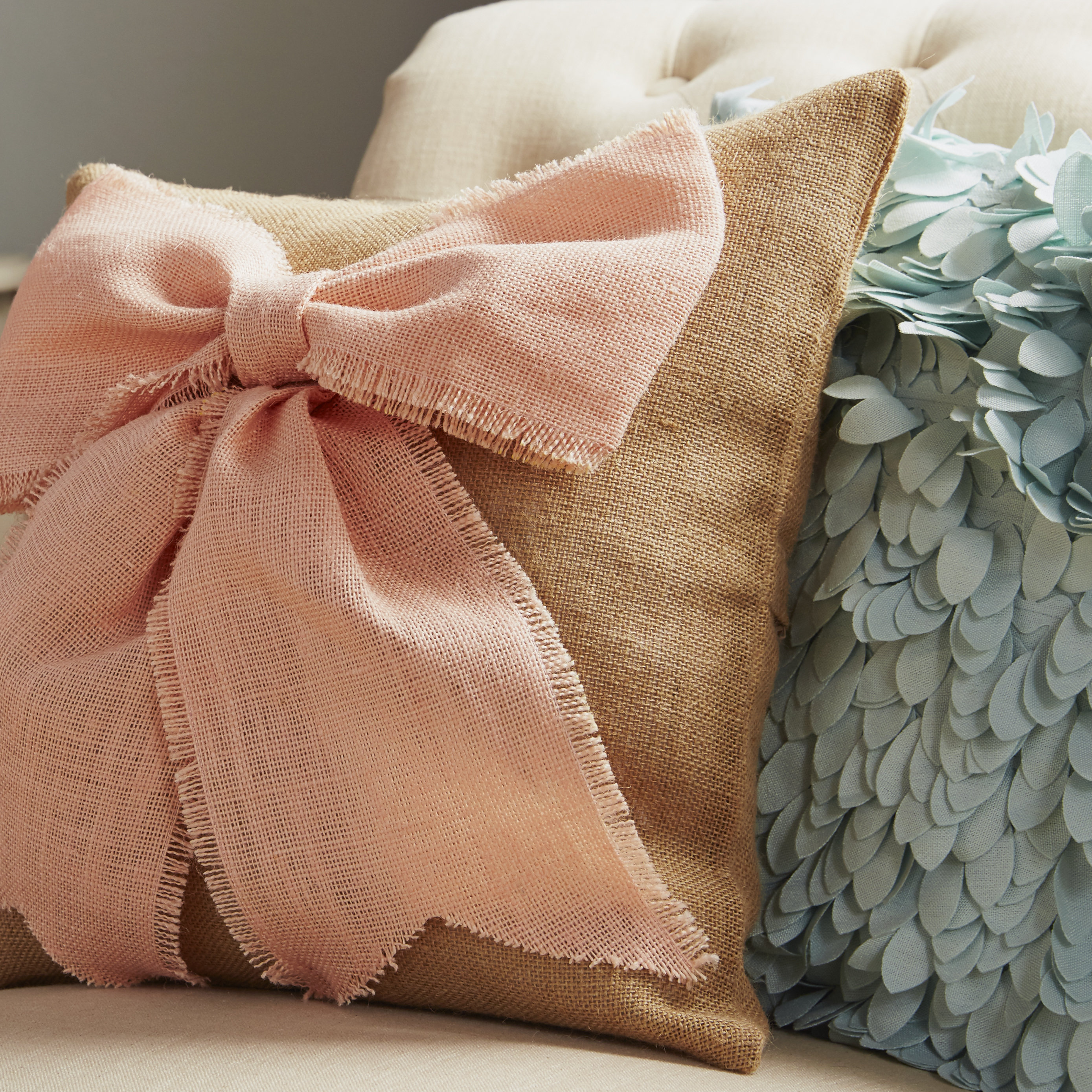 Bow Burlap Throw Pillow & Reviews Wayfair