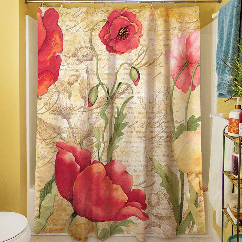 Manual Woodworkers & Weavers Large Poppy Heads Shower Curtain & Reviews