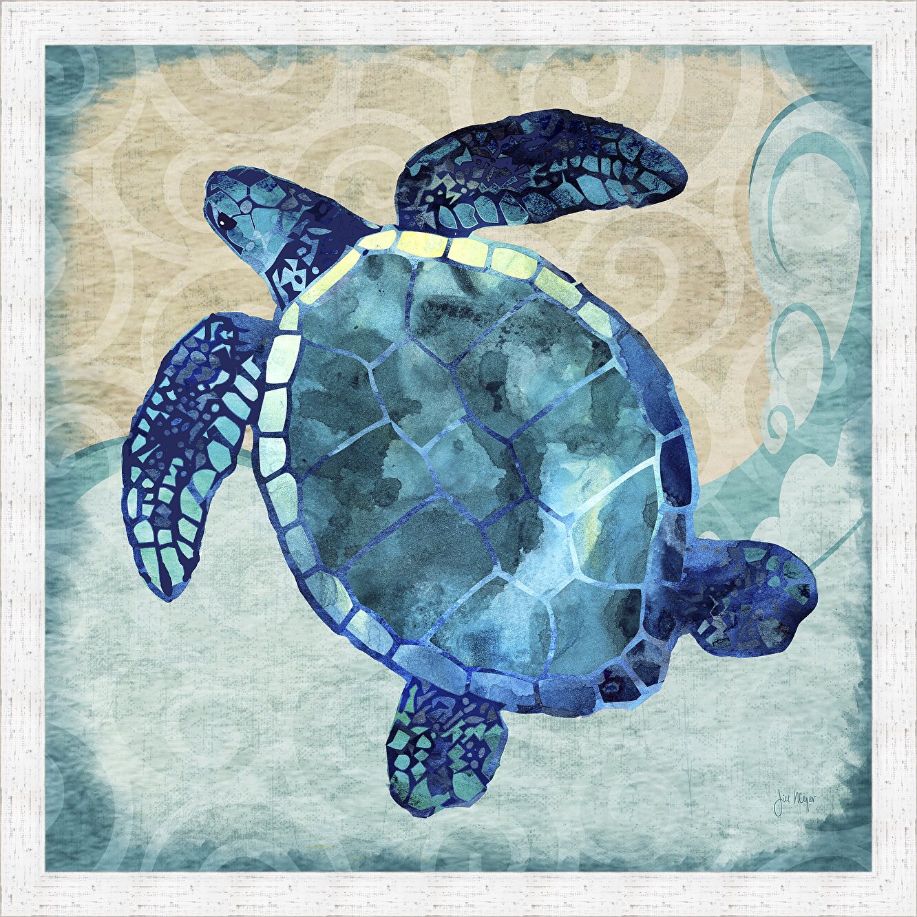 Ashton Wall Décor LLC 'Coastal Sea Turtle' Framed Graphic Art | Wayfair