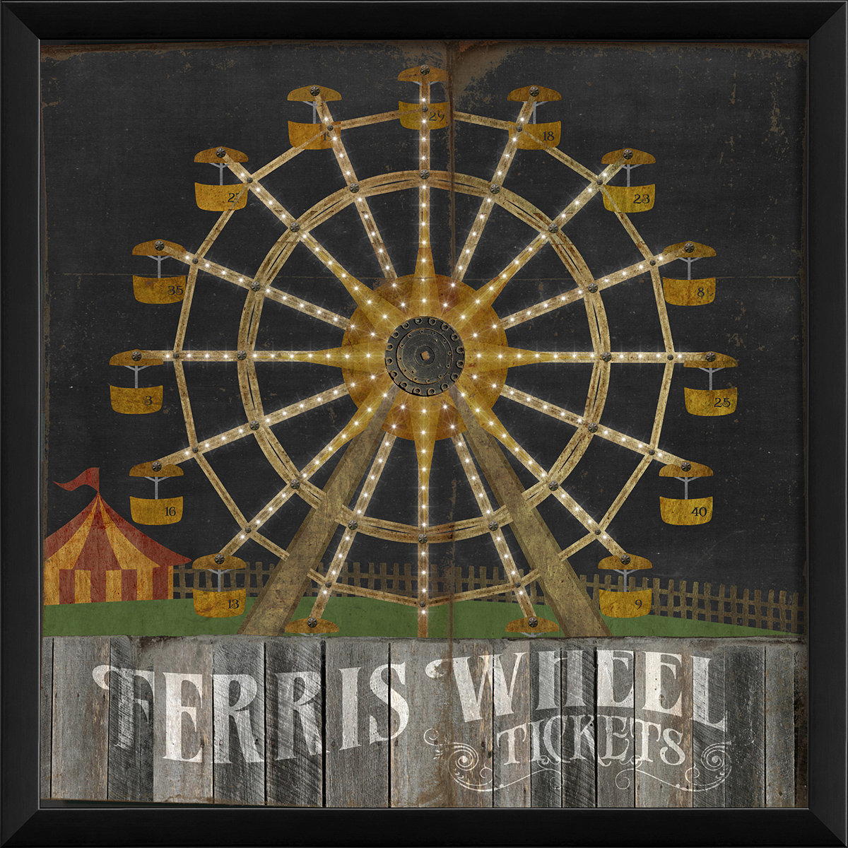 The Artwork Factory Ferris Wheel Framed Graphic Art | Wayfair