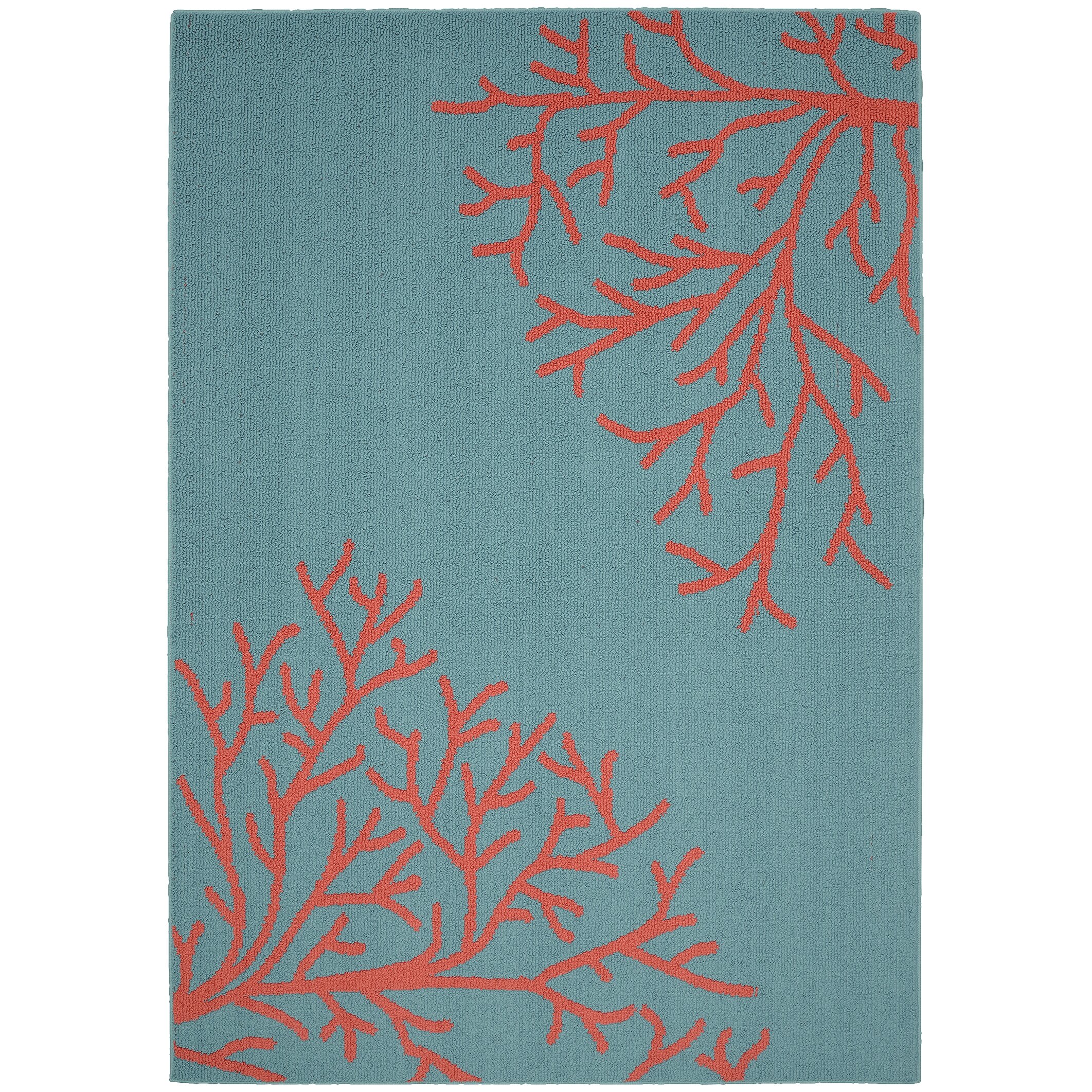 Garland Rug Sea Coral Teal Area Rug & Reviews | Wayfair - Garland Rug Sea Coral Teal Area Rug