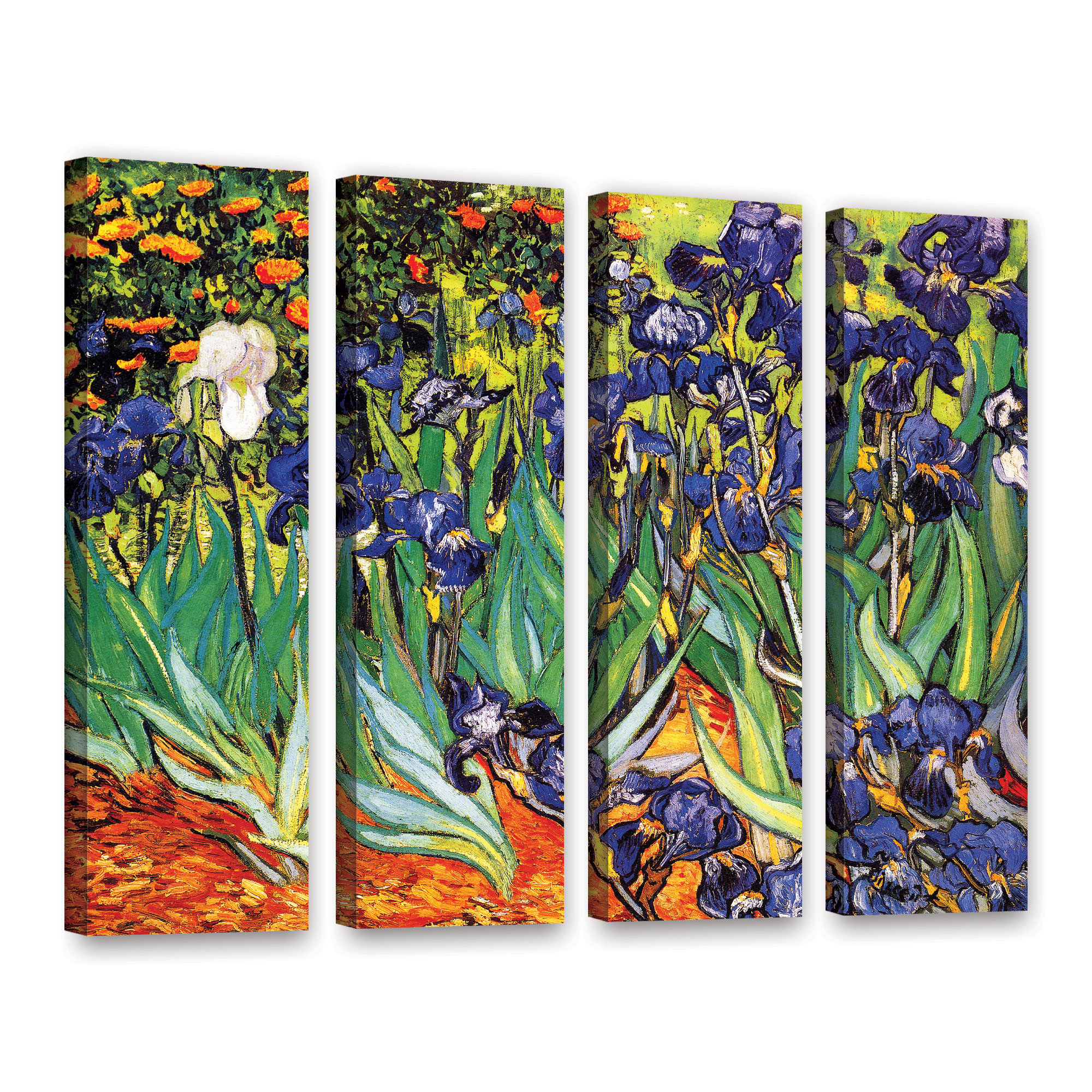 ArtWall Irises In The Garden by Vincent Van Gogh 4 Piece Painting Print