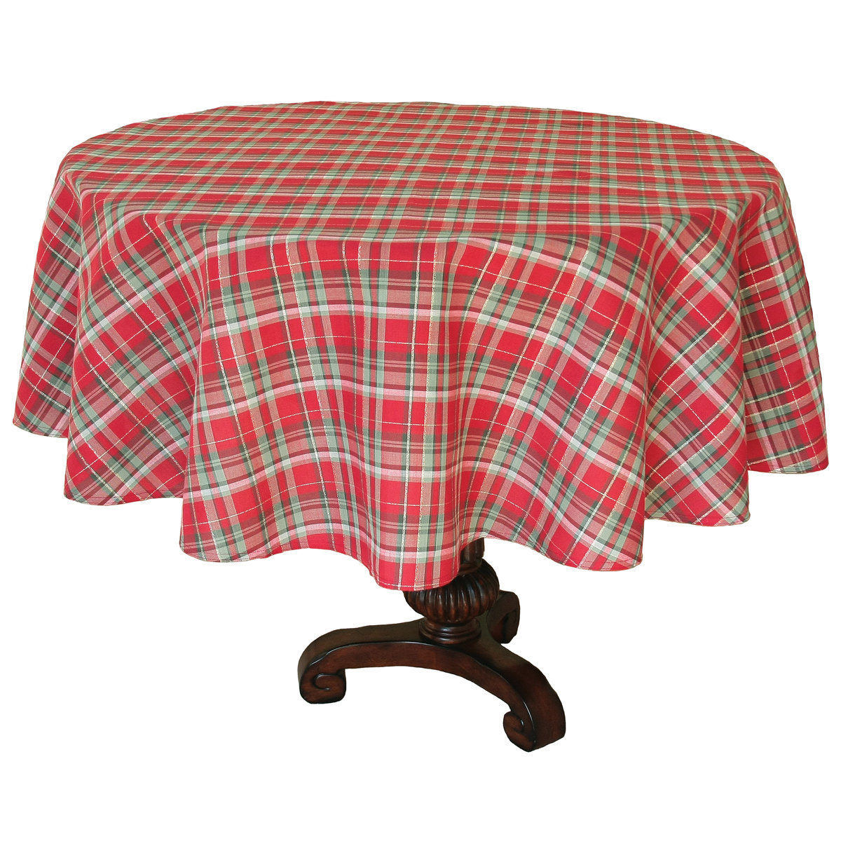 Xia Home Fashions Holiday Tartan Christmas Round Tablecloth Xia Home Fashions Holiday Tartan Christmas Round Tablecloth