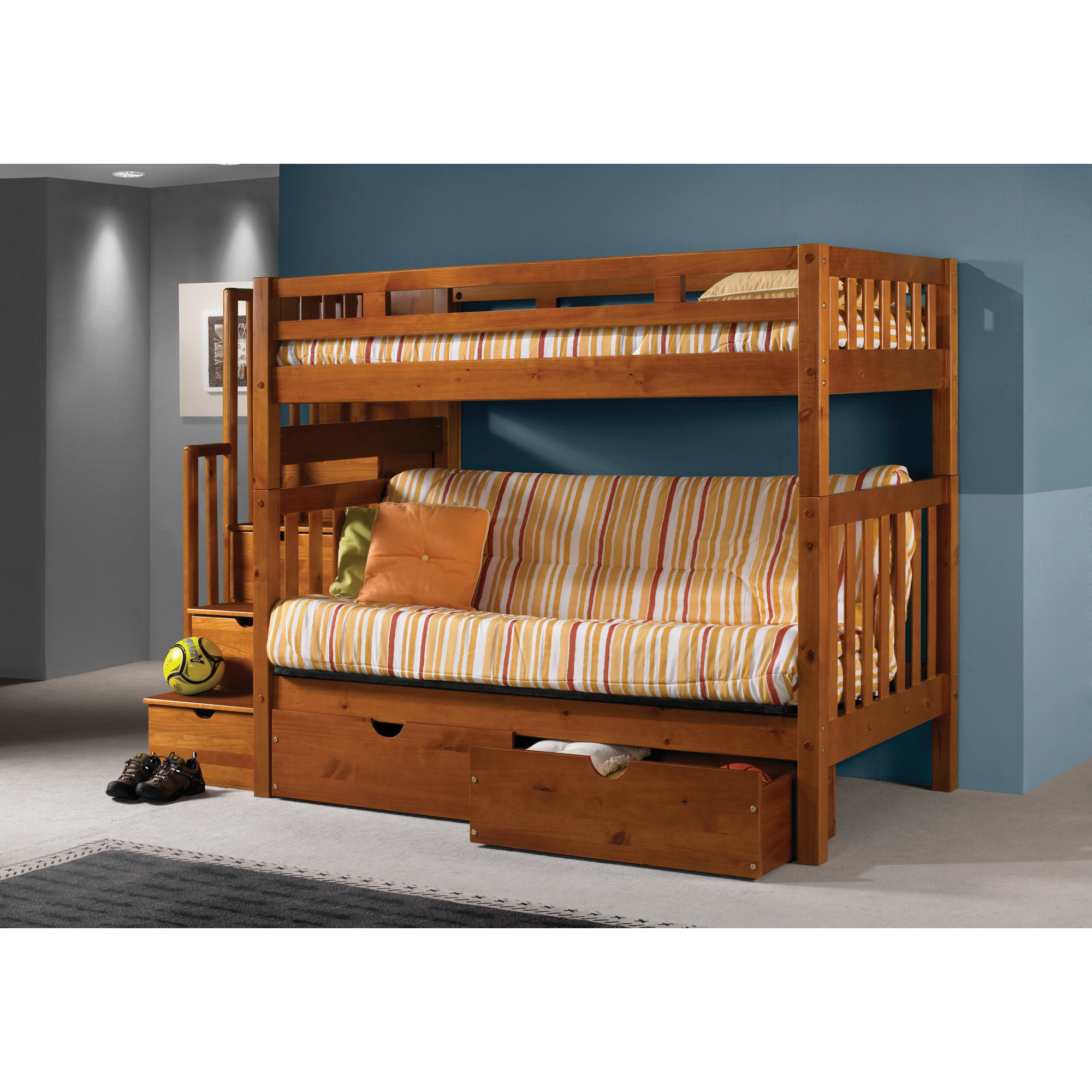 Bookcase Kids Beds You Ll Love Wayfair Stairway Loft Bunk Bed With Storage Drawers