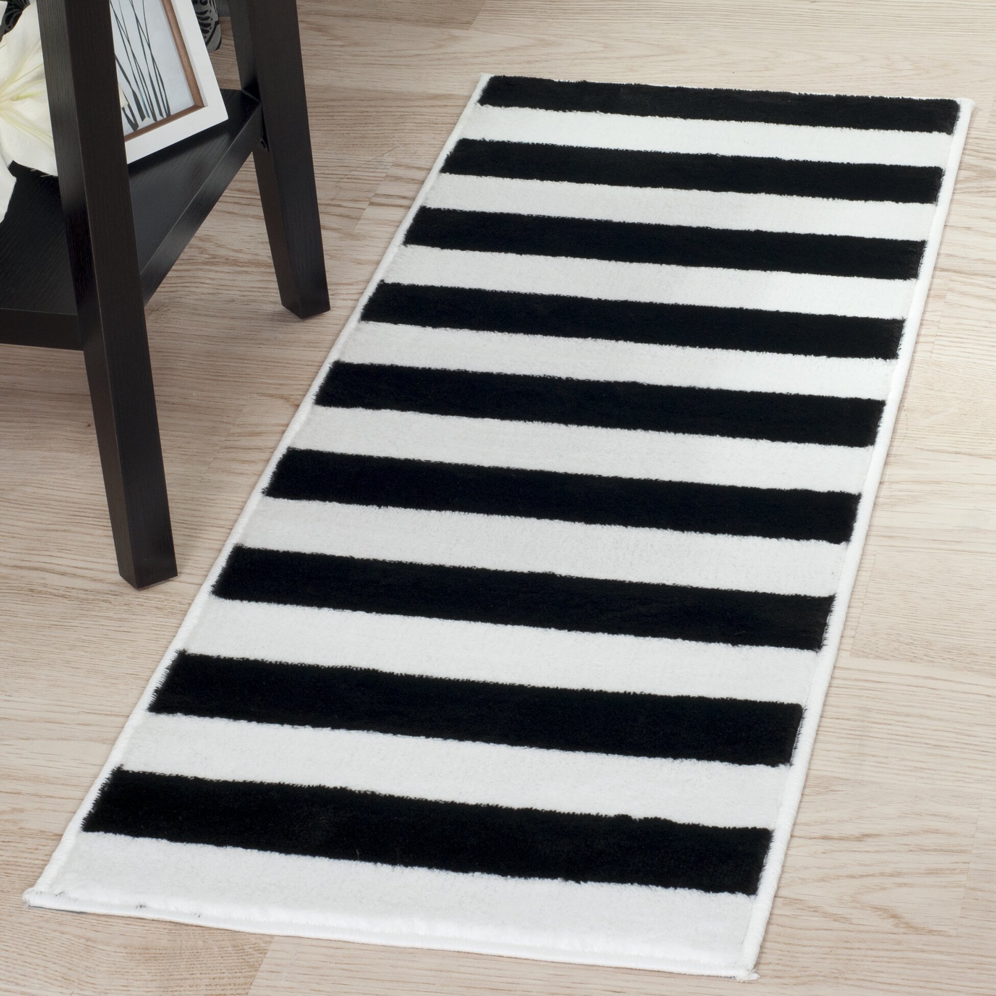 black and white area rug