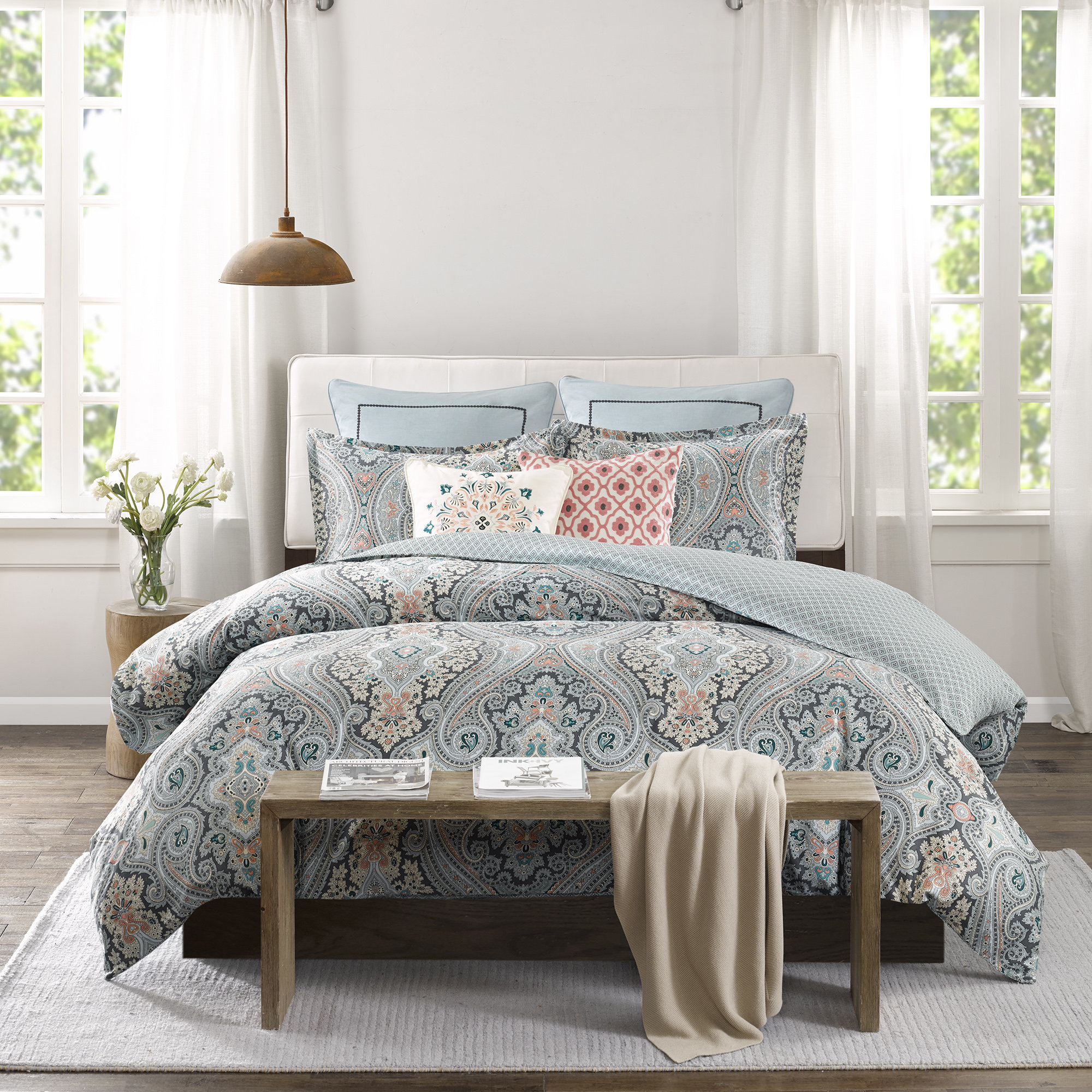 Echo Design Sterling Reversible Duvet Cover Set Reviews Wayfair Echo Design Trade Sterling Reversible Duvet Cover Set