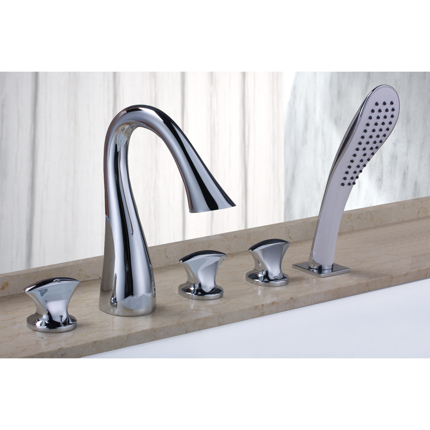 Sumerain International Group Triple Handle Deck Mount Bath Tub Faucet