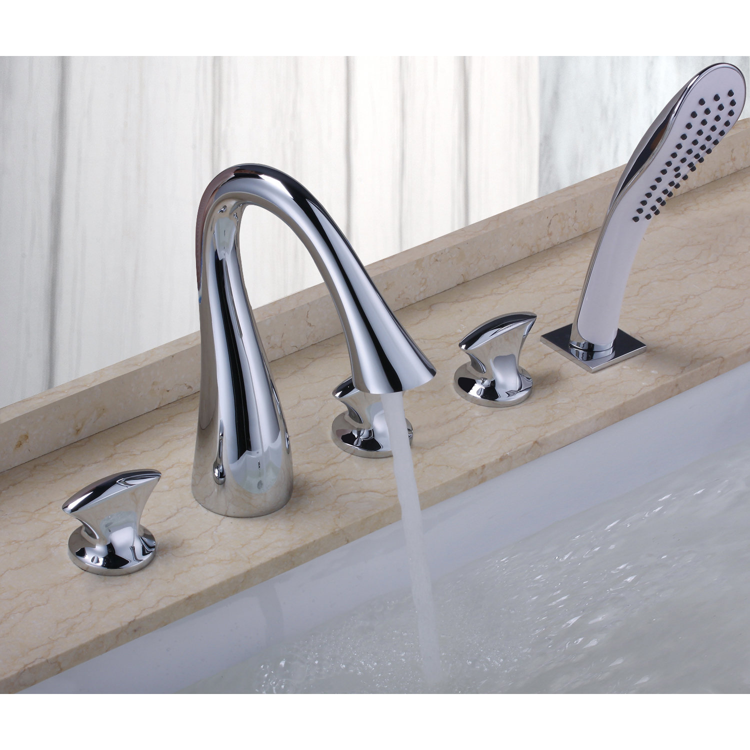 Sumerain International Group Triple Handle Deck Mount Bath Tub Faucet