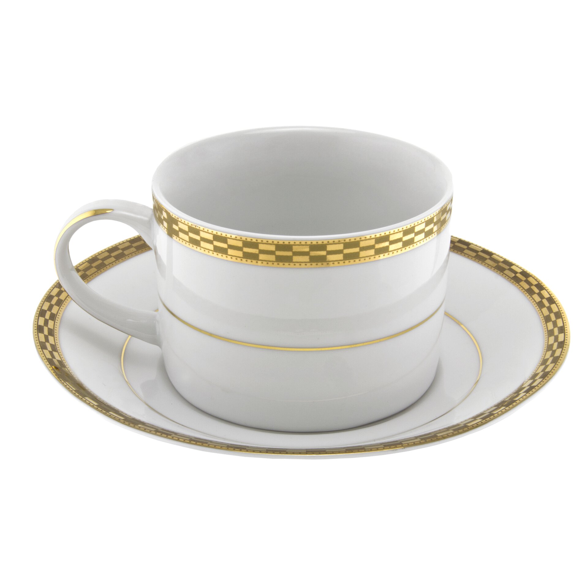 Ten Strawberry Street Athens Gold Rim 8 oz. Teacup and Saucer | Wayfair