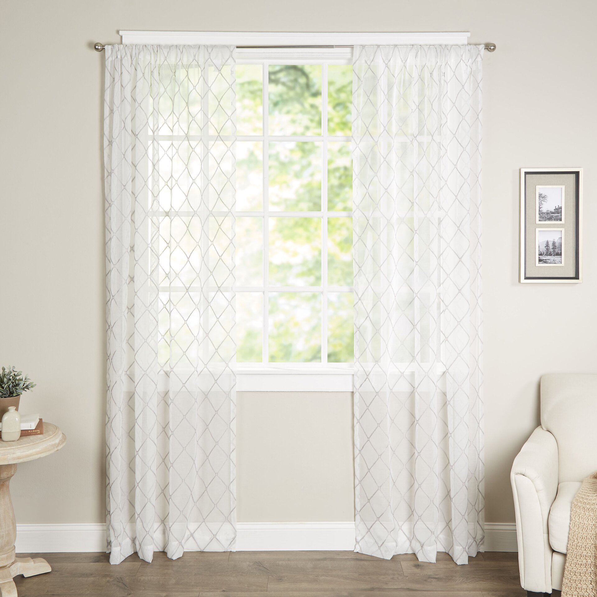 Embroidered Sheer Rod Pocket Curtain Panel & Reviews | Joss & Main