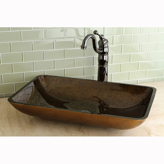Vessel Sinks You Ll Love Wayfair Fauceture Roma Rectangle Glass Vessel Bathroom Sink