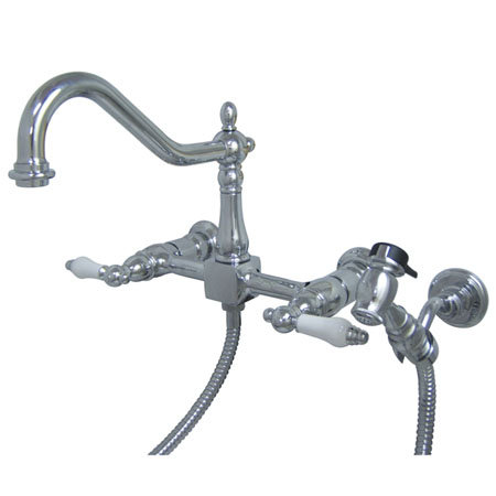 Kingston Brass Heritage Double Handle Kitchen Faucet Kingston Brass Heritage Double Handle Kitchen Faucet