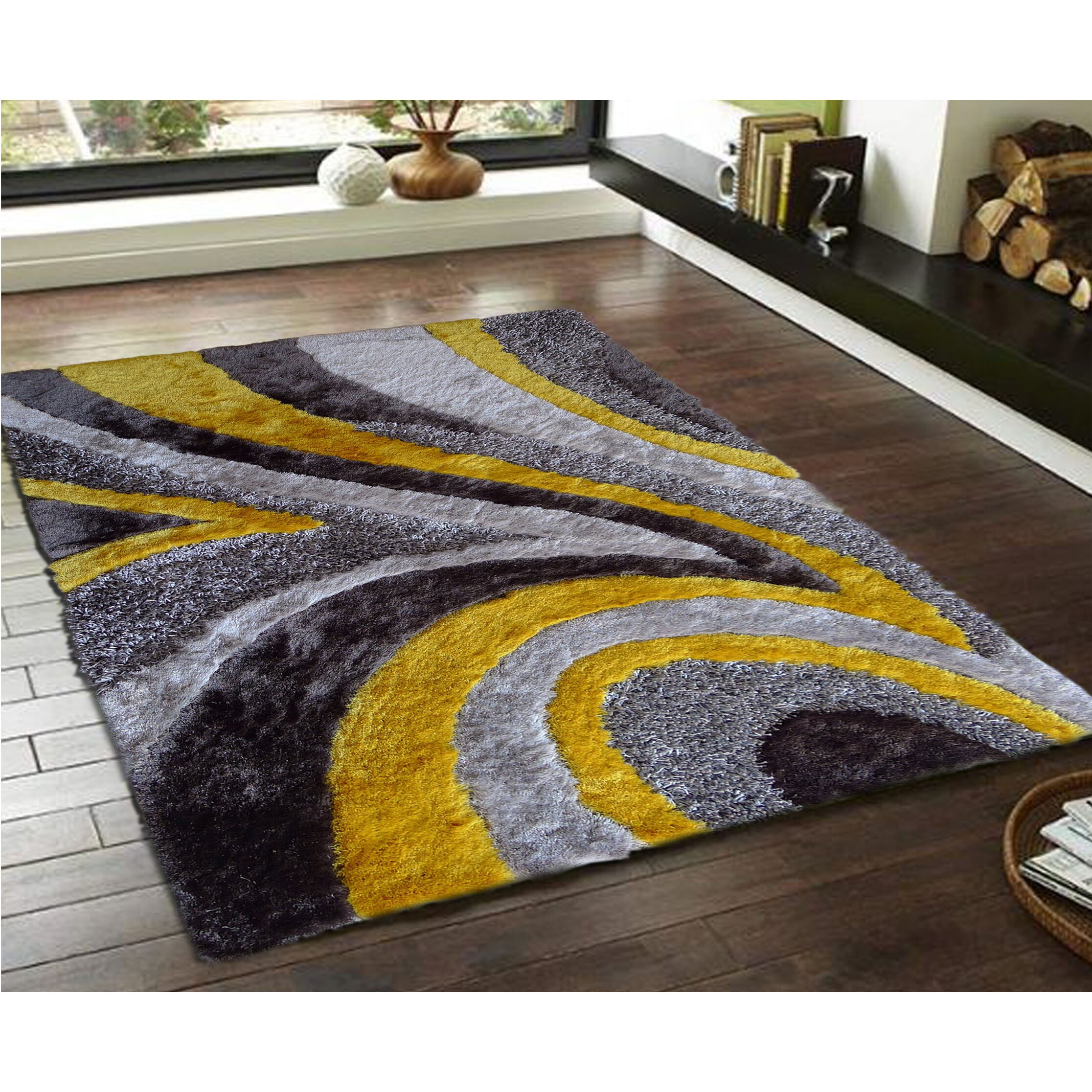 Rug Factory Plus Hand-Tufted Gray/Yellow Area Rug | Wayfair - Rug Factory Plus Hand-Tufted Gray/Yellow Area Rug