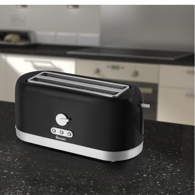 Swan 4 Slice Toaster in Black with Long Slot & Reviews Wayfair UK