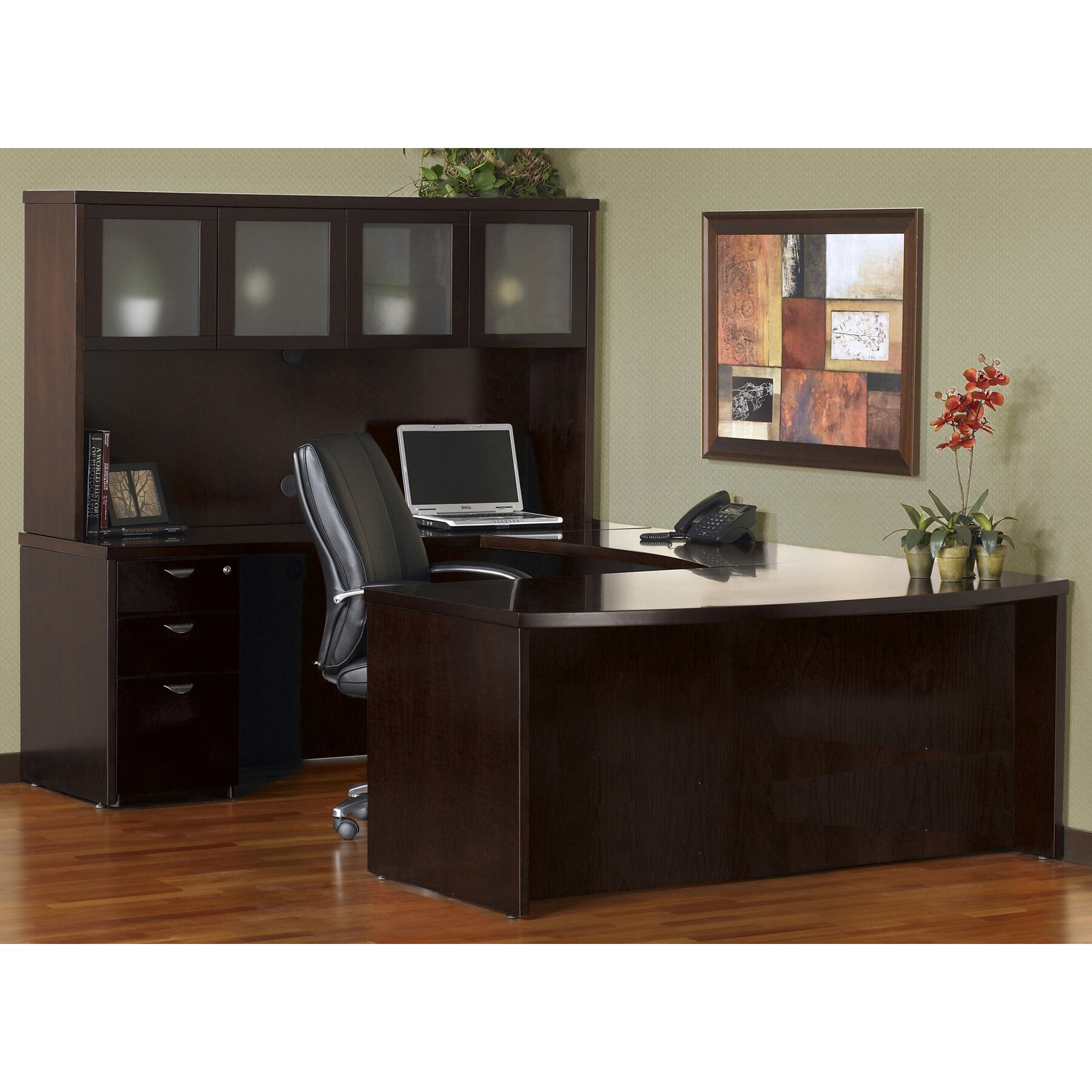 Mayline Mira Series U-Shape Executive Desk with Hutch & Reviews | Wayfair