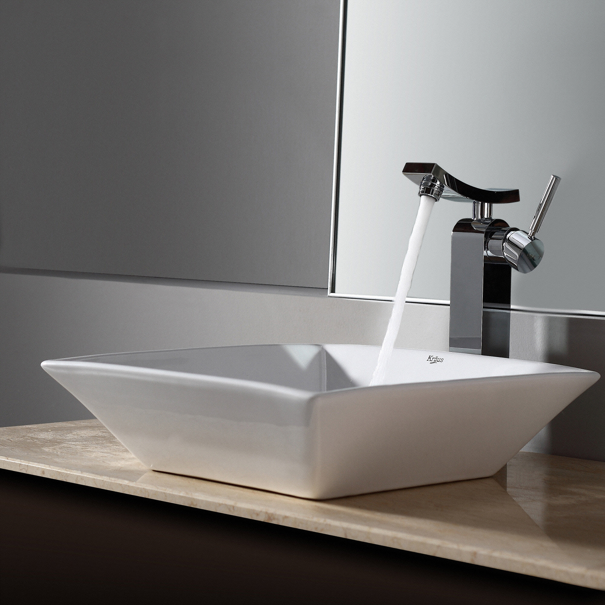 Kraus Ceramic Square Vessel Bathroom Sink & Reviews Wayfair