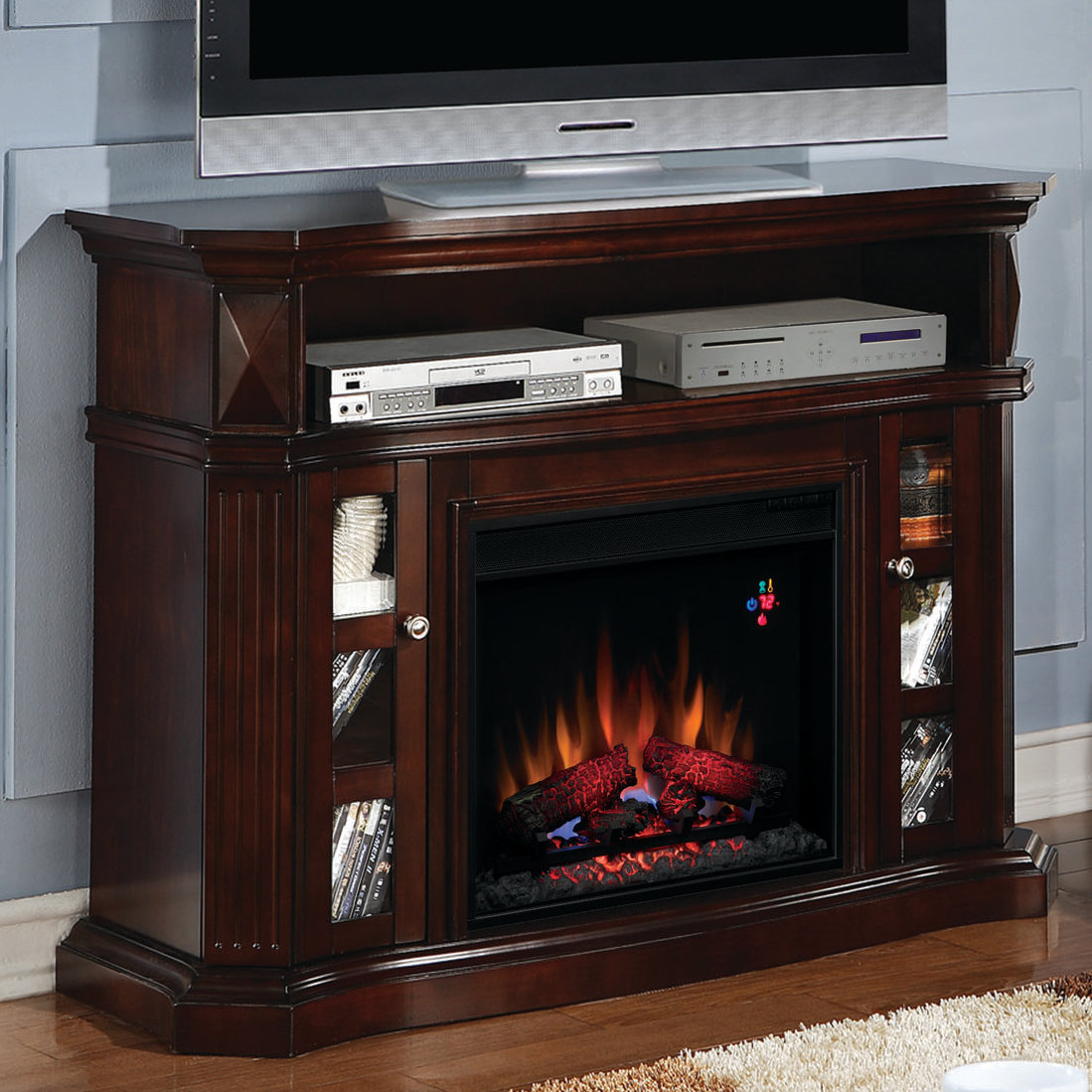 Tv Stand With Fireplace Electric Heater Wood Media Entertainment