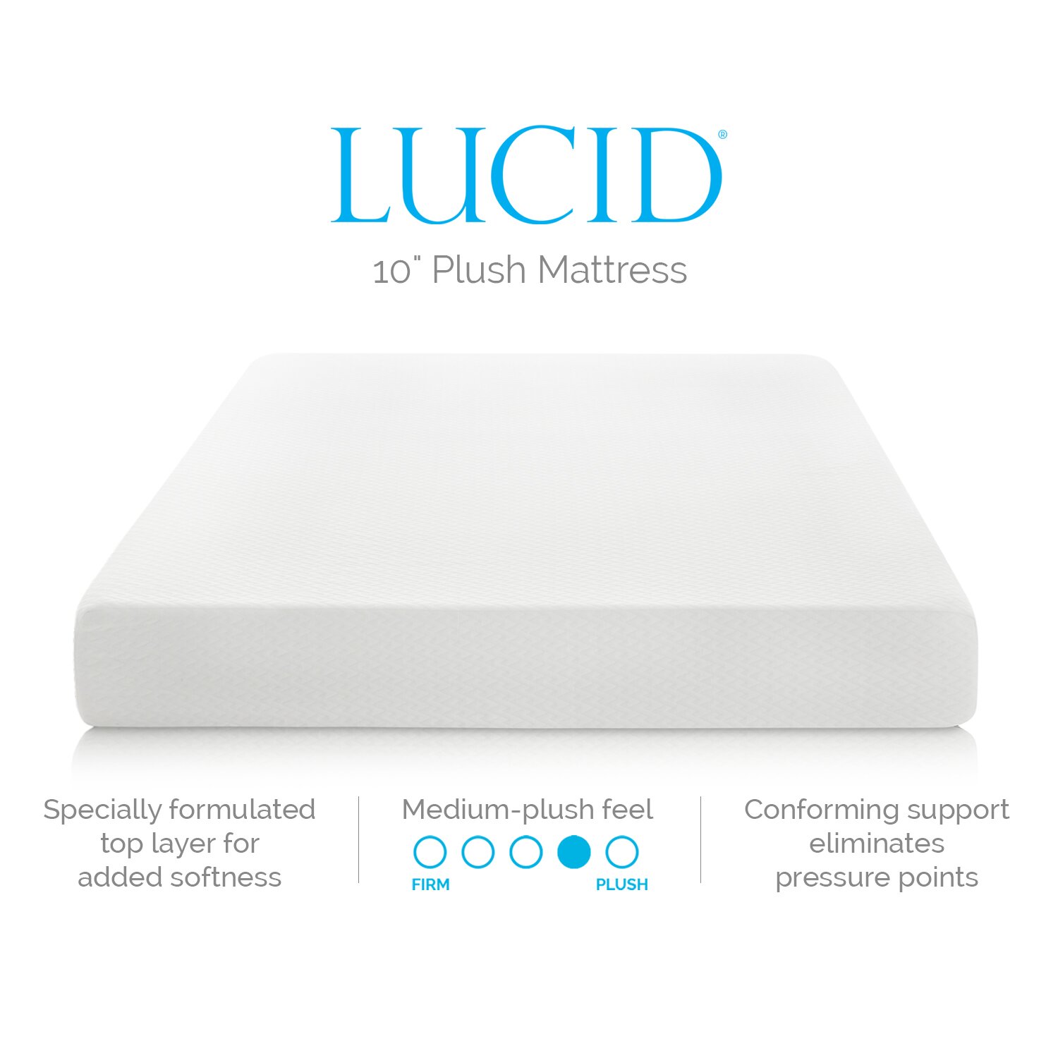 Lucid 10 Medium Plush Gel Memory Foam Mattress And Reviews Wayfairca 