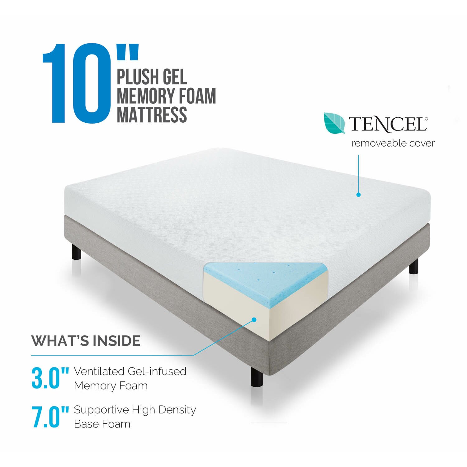 Lucid 10" Medium Plush Gel Memory Foam Mattress & Reviews | Wayfair.ca