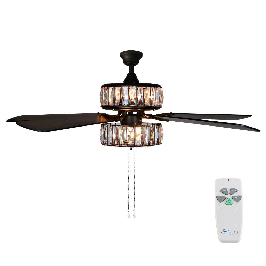 River Of Goods 52 Caged Crystal 5 Blade Ceiling Fan With Remote River Of Goods 52 Quot Caged Crystal 5 Blade Ceiling Fan With Remote