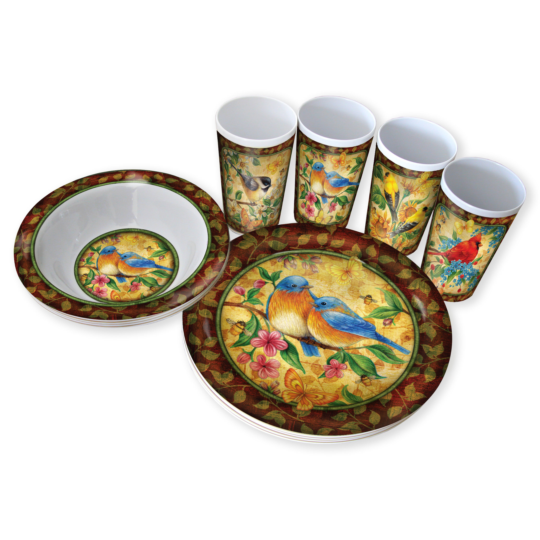 MotorHead Products Nature Walk Melamine 12 Piece Dinnerware Set Wayfair