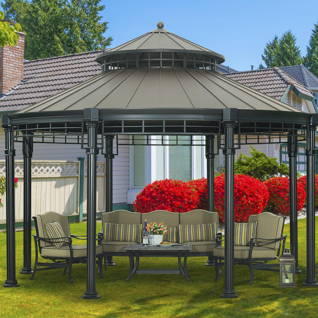 Sunjoy Buffalo 14 Ft. W x 14 Ft. D Metal Permanent Gazebo Wayfair