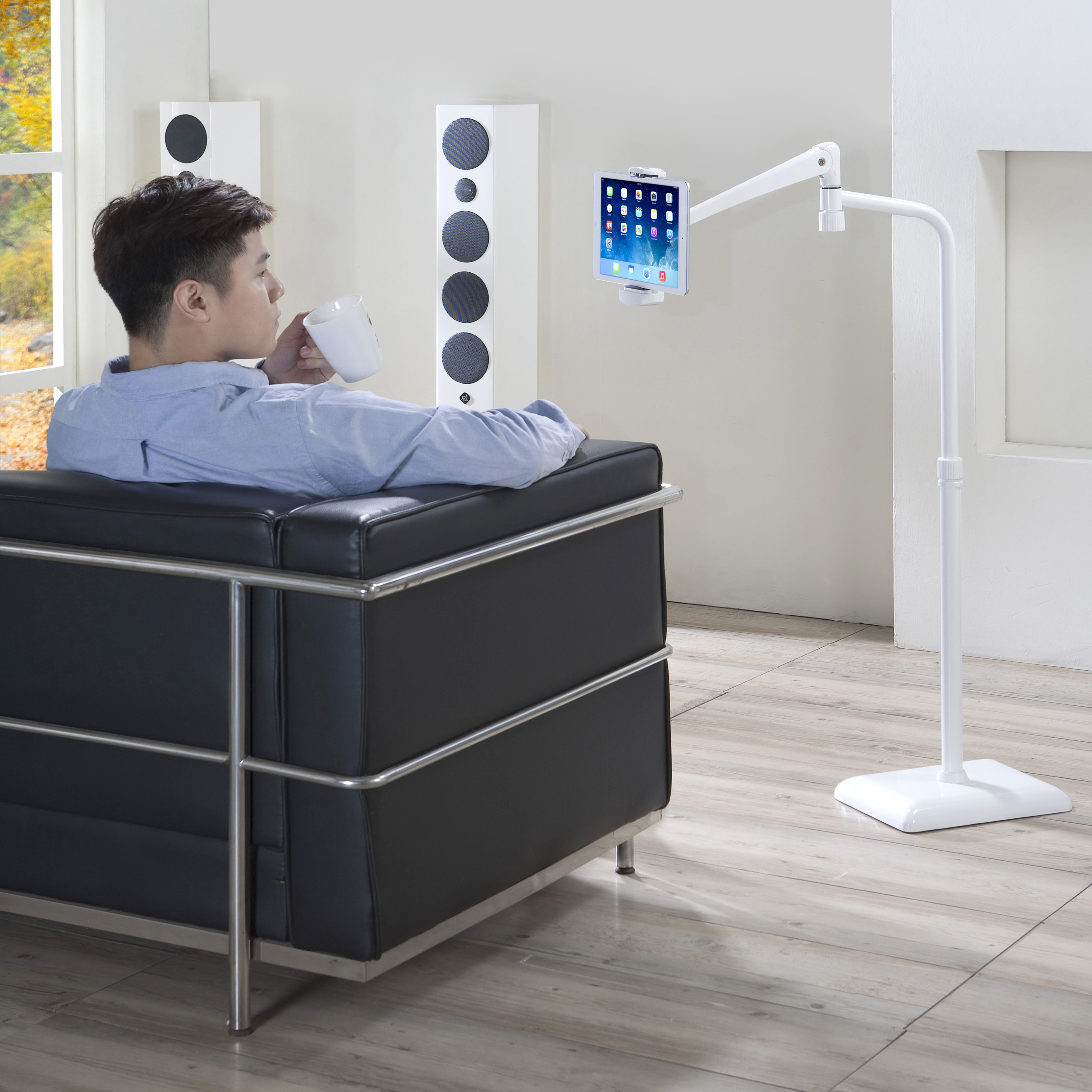 Idée height adjustable 360 degree rotating floor tablet stand ...