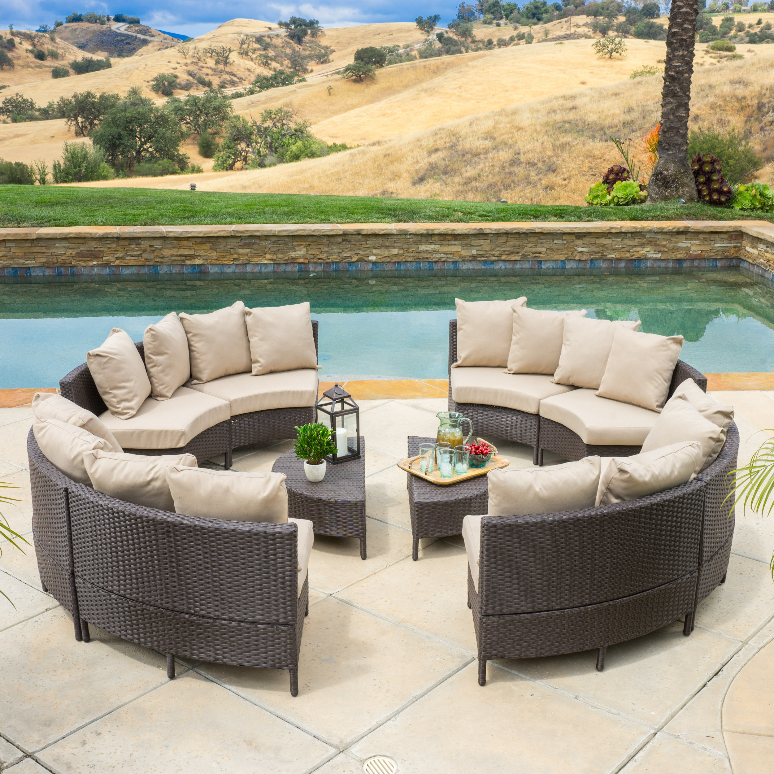 Home Loft Concepts Avalon Wicker 10 Piece Lounge Seating Group with