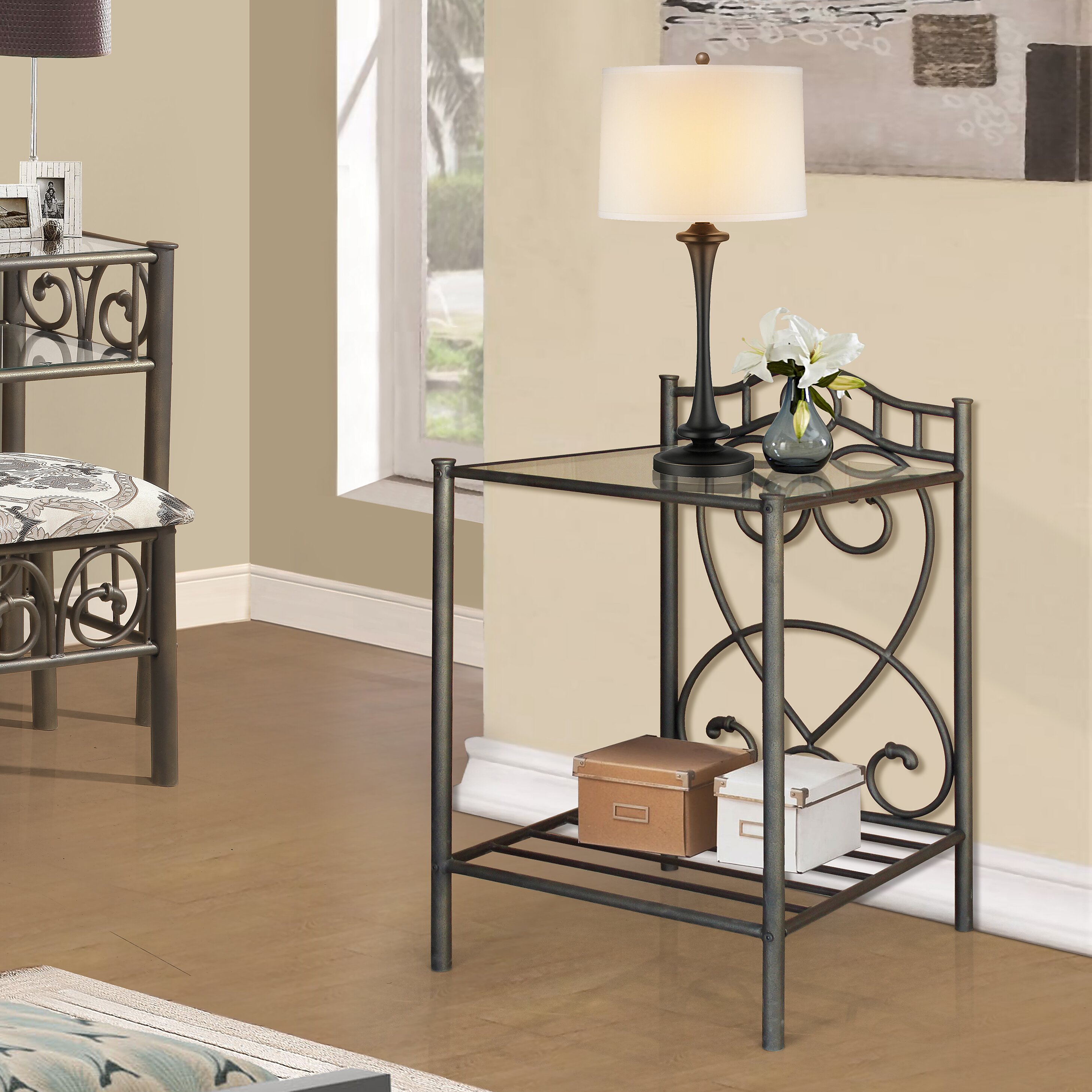 Glass Nightstands You'll Love | Wayfair - QUICK VIEW. Metal Nightstand