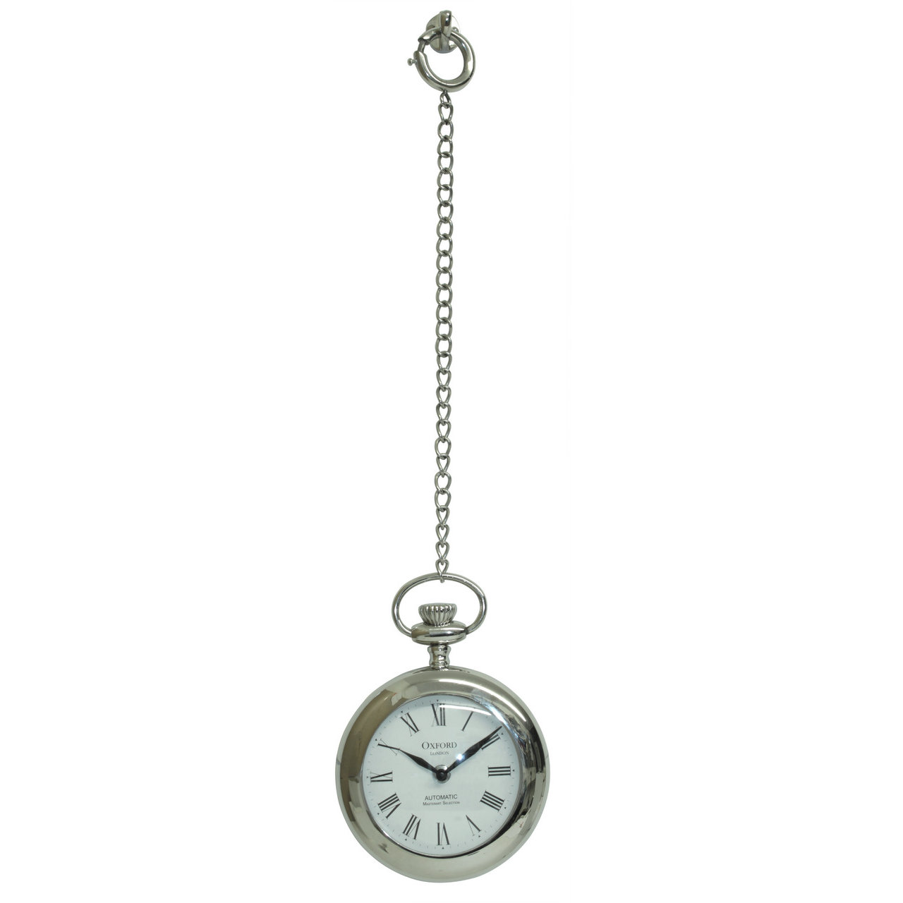 Castleton Home Oversized Round Pocket Watch Wall Clock on Chain