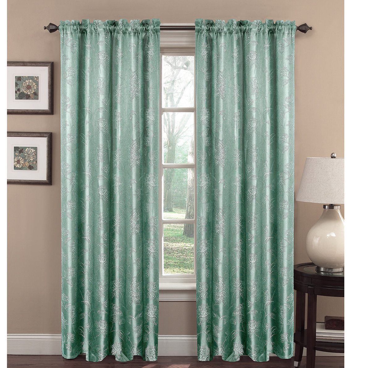 Window Elements Danica Embroidered Jacquard Rod Pocket Curtain Panels