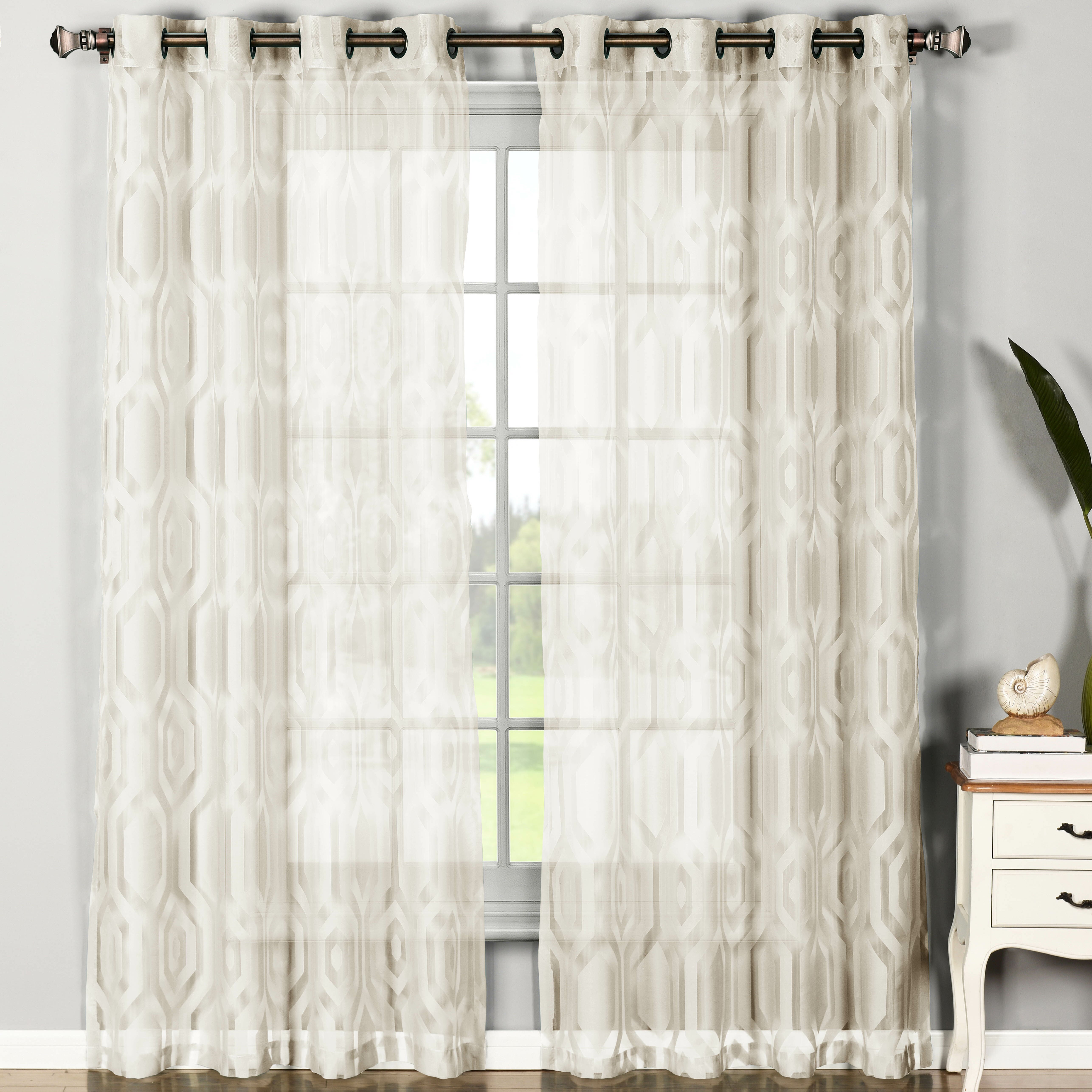 Window Elements Dylan Cotton Blend Sheer Extra Wide Grommet ... - Window Elements Dylan Cotton Blend Sheer Extra Wide Grommet Curtain Panels