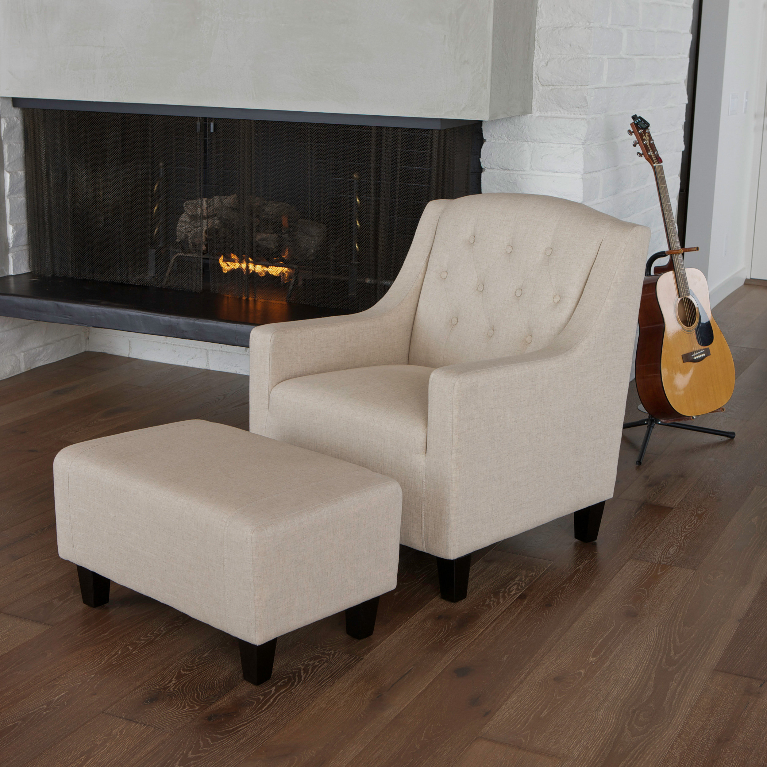 Three Posts Simpson Upholstered Arm Chair with Ottoman & Reviews