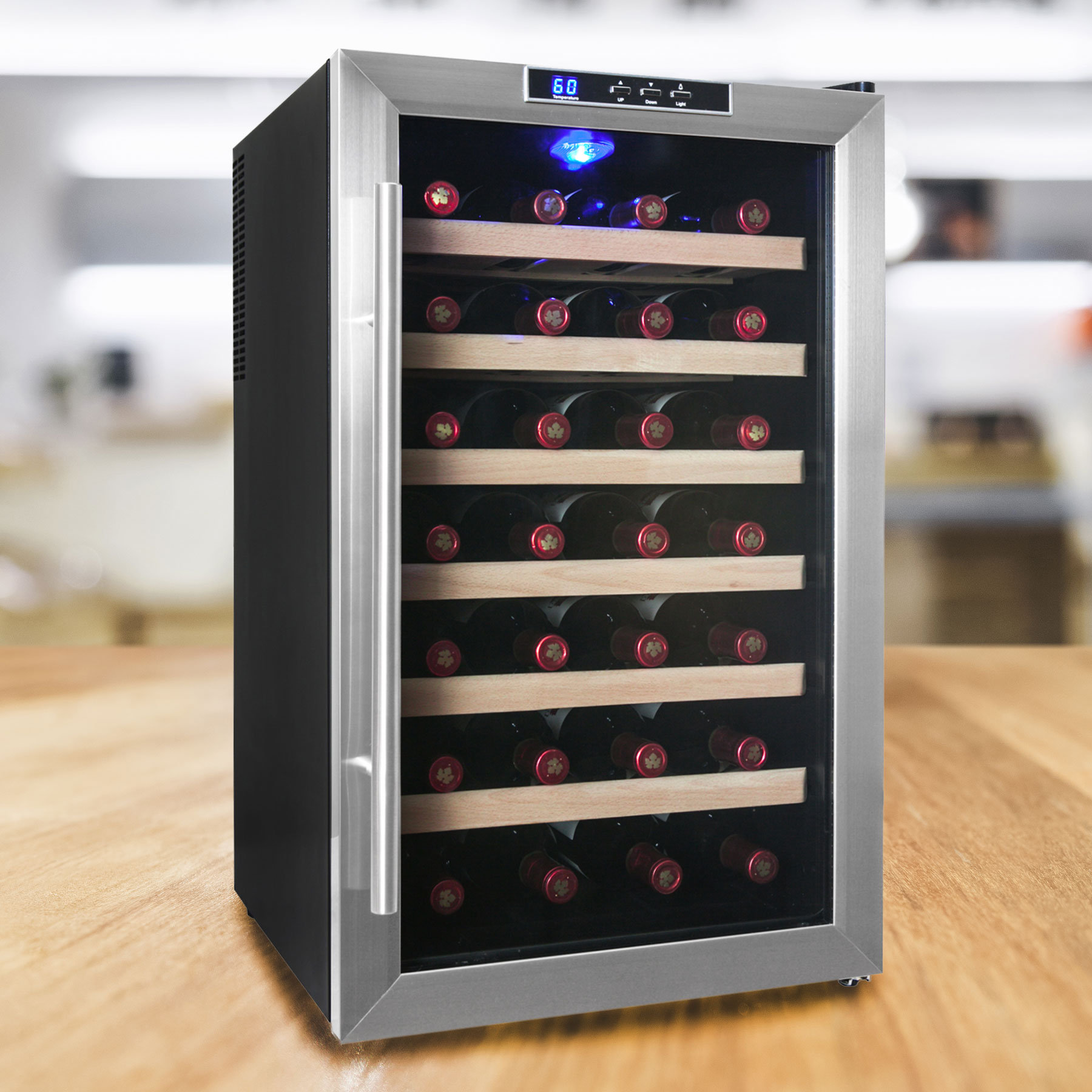 AKDY 28 Bottle Single Zone Freestanding Wine Refrigerator & Reviews