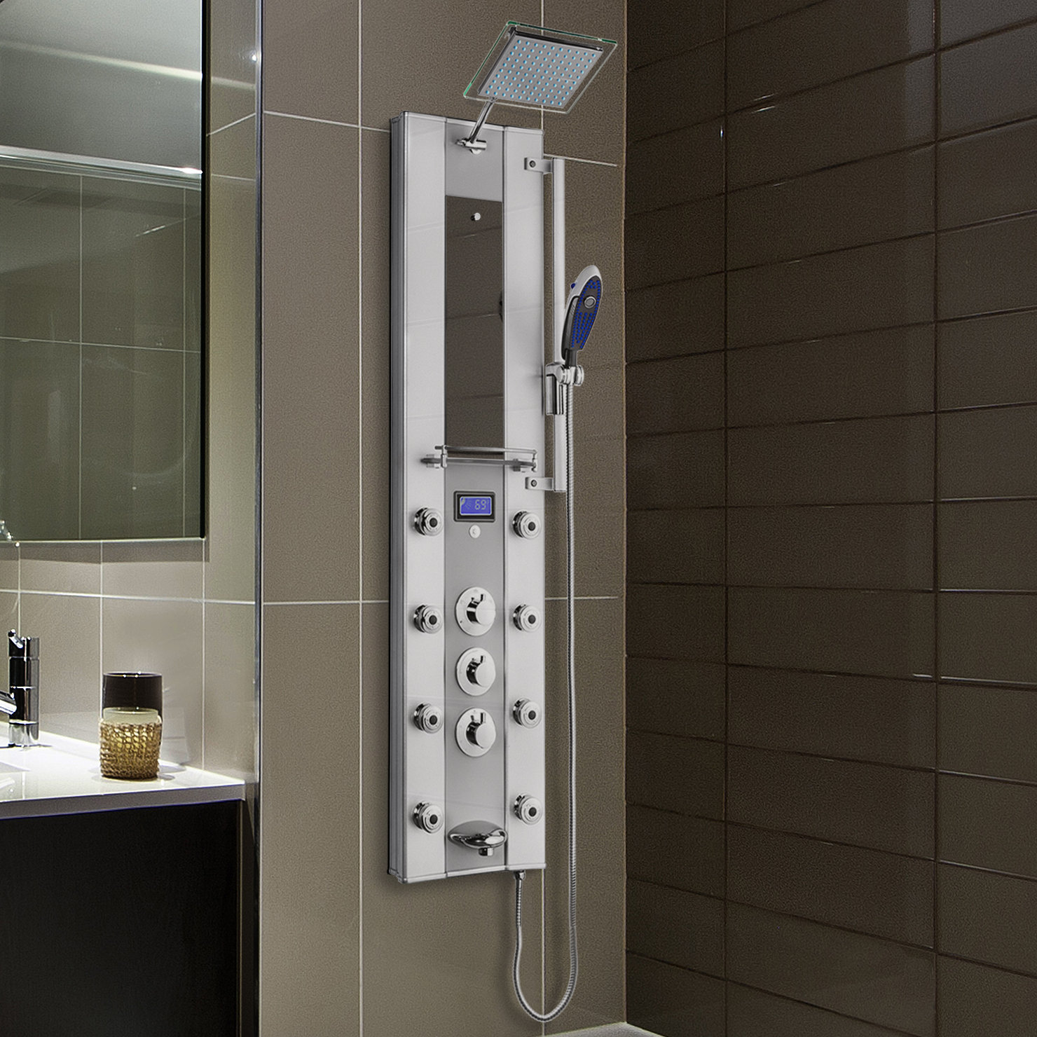 AKDY Thermostatic Tower Rainfall Shower Panel System & Reviews Wayfair